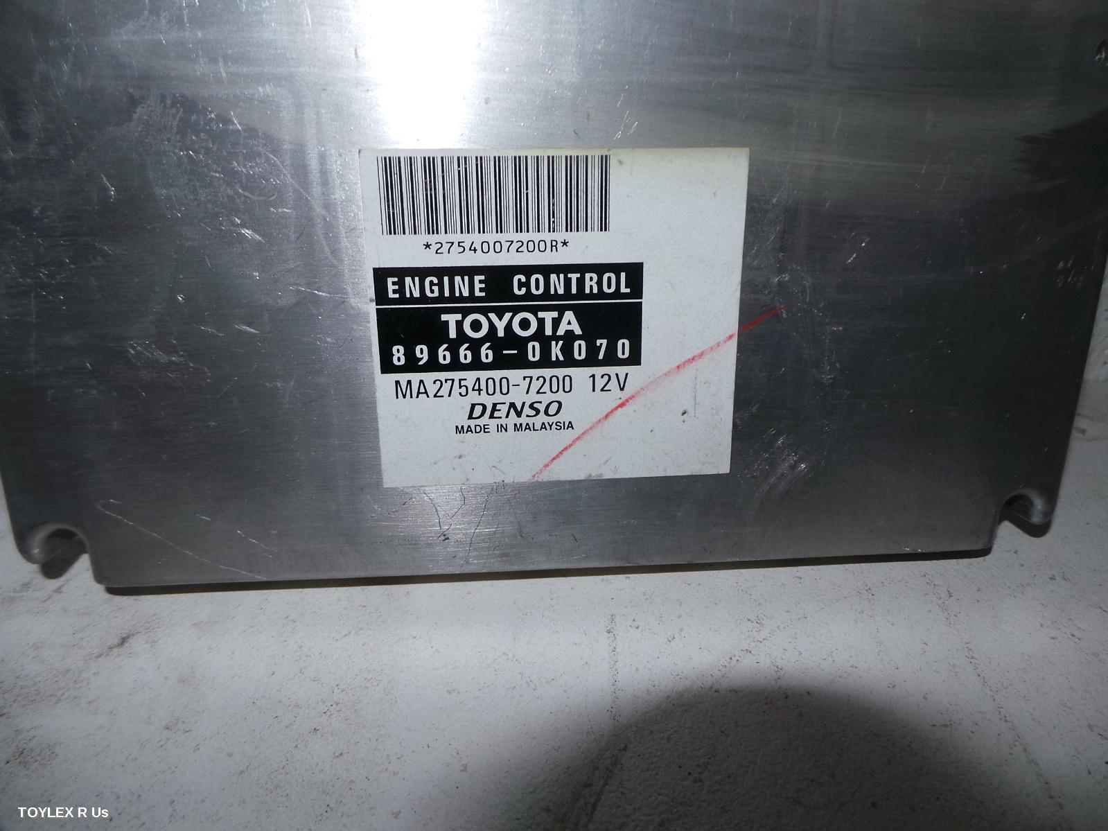 TOYOTA HILUX 2011 Ecu ENGINE ECU, 4.0, 1GR-FE, PETROL, AUTO, 2WD, P/N 89666-0K070, ECU ONLY