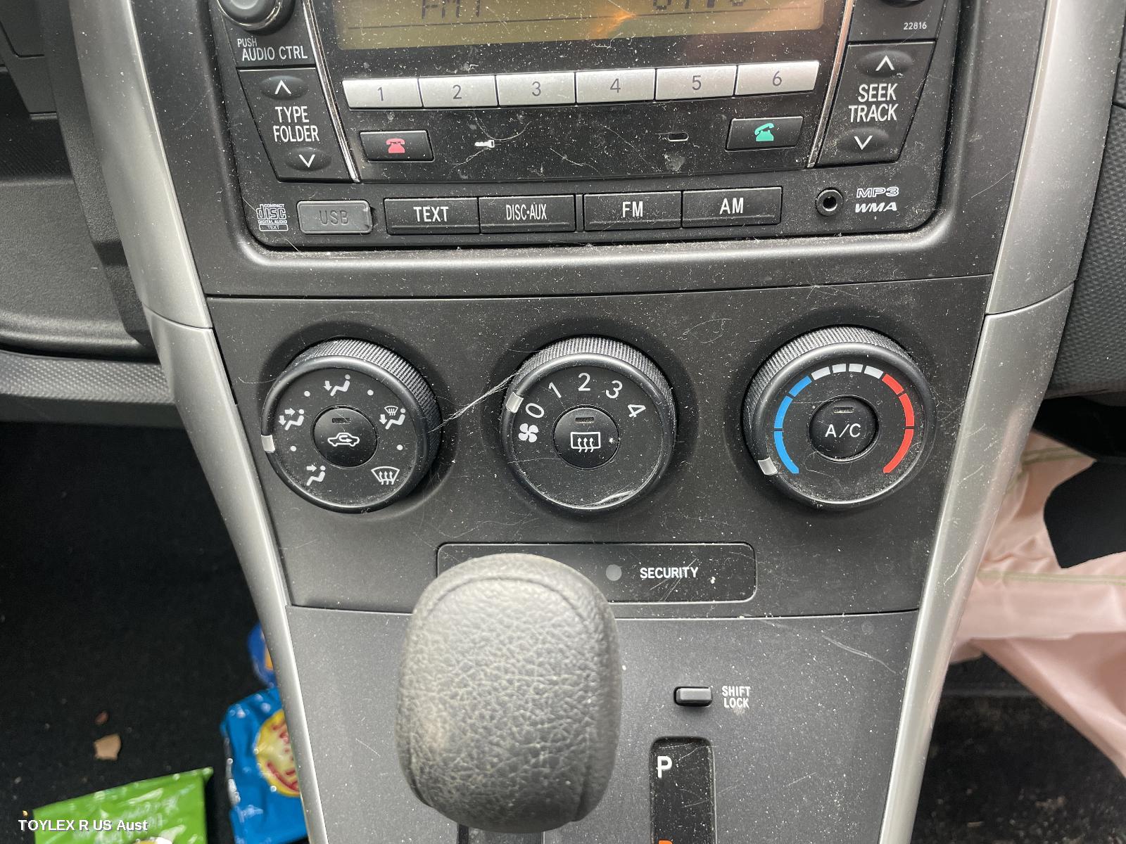 TOYOTA COROLLA 2011 Heater/Ac Controls ZRE152/153R, NON CLIMATE TYPE, HATCH