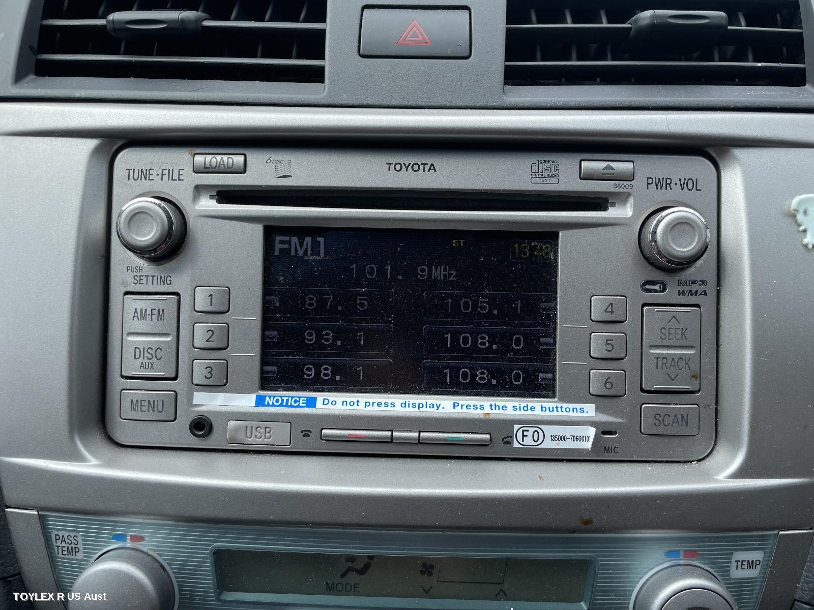 TOYOTA CAMRY 2010 Radio/Cd/Dvd/Sat/Tv CD STACKER-6 DISC, ACV40, W/ BLUETOOTH & REVERSE CAMERA TYPE