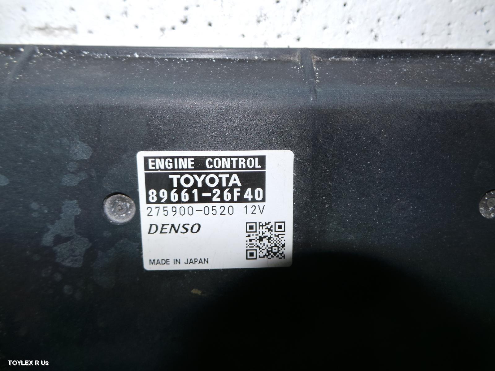 TOYOTA HIACE 2008 Ecu ENGINE ECU, 3.0, 1KD-FTV, DIESEL, P/N 89661-26F40, ECU ONLY, KDH