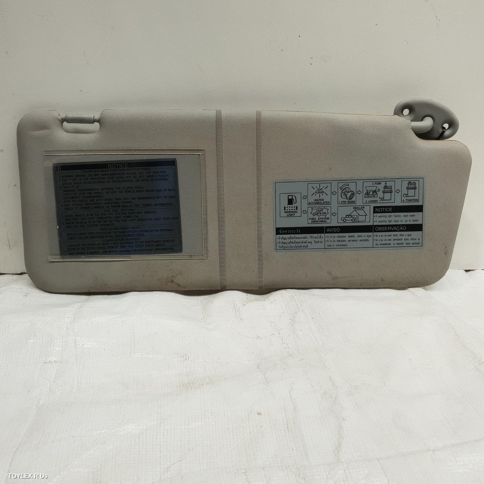 TOYOTA HILUX 2014 Sunvisor RH SIDE