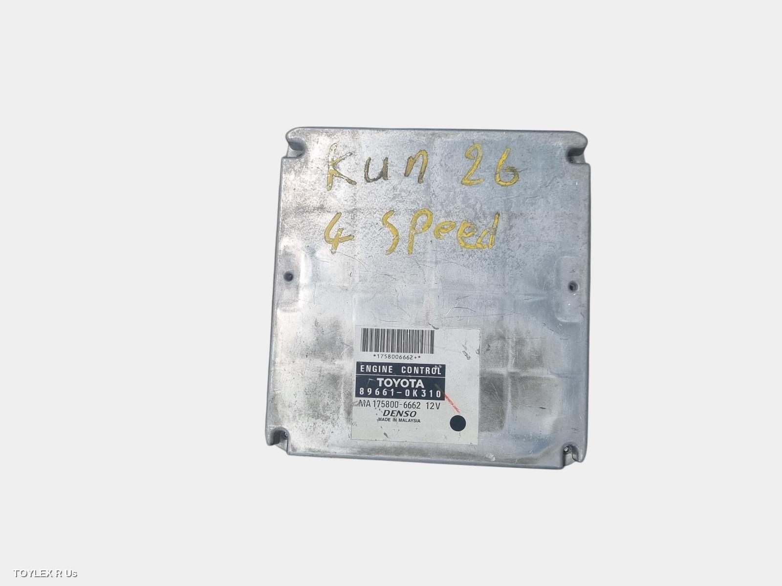 TOYOTA HILUX 2005 Ecu ENGINE ECU, 3.0, 1KD-FTV, DIESEL, AUTO (4SPD), 4WD, P/N 896610K310, ECU ONLY