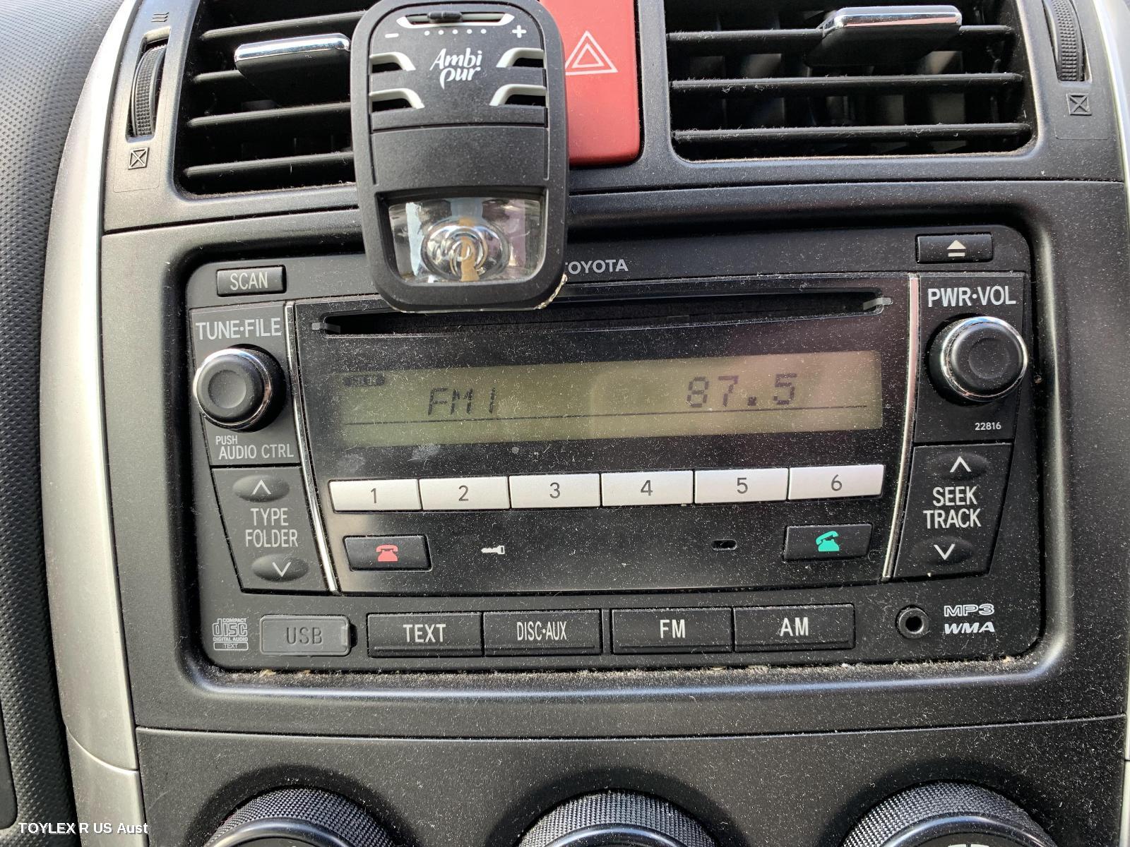 TOYOTA COROLLA 2010 Radio/Cd/Dvd/Sat/Tv RADIO/CD PLAYER, ZRE152/153R, CHROME BUTTON