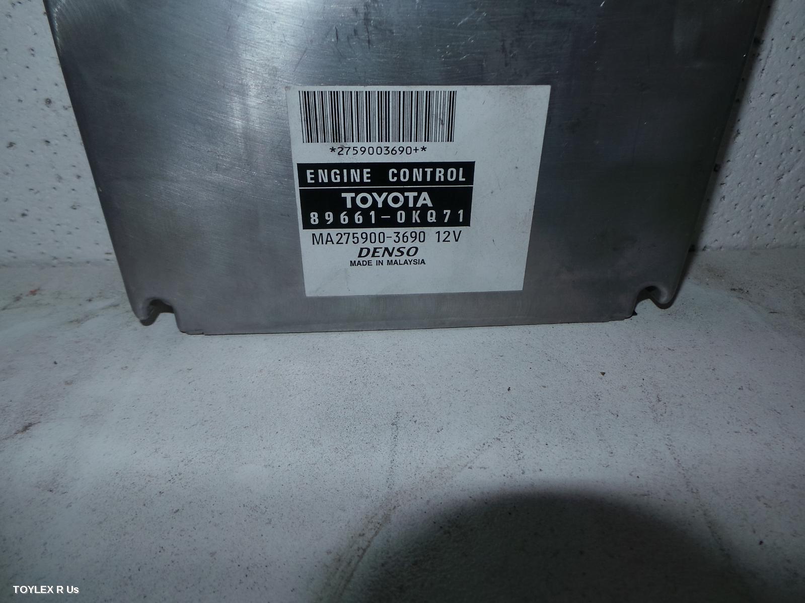 TOYOTA HILUX 2012 Ecu ENGINE ECU, 3.0, 1KD-FTV, DIESEL, MANUAL, P/N 89661-0KQ71, ECU ONLY
