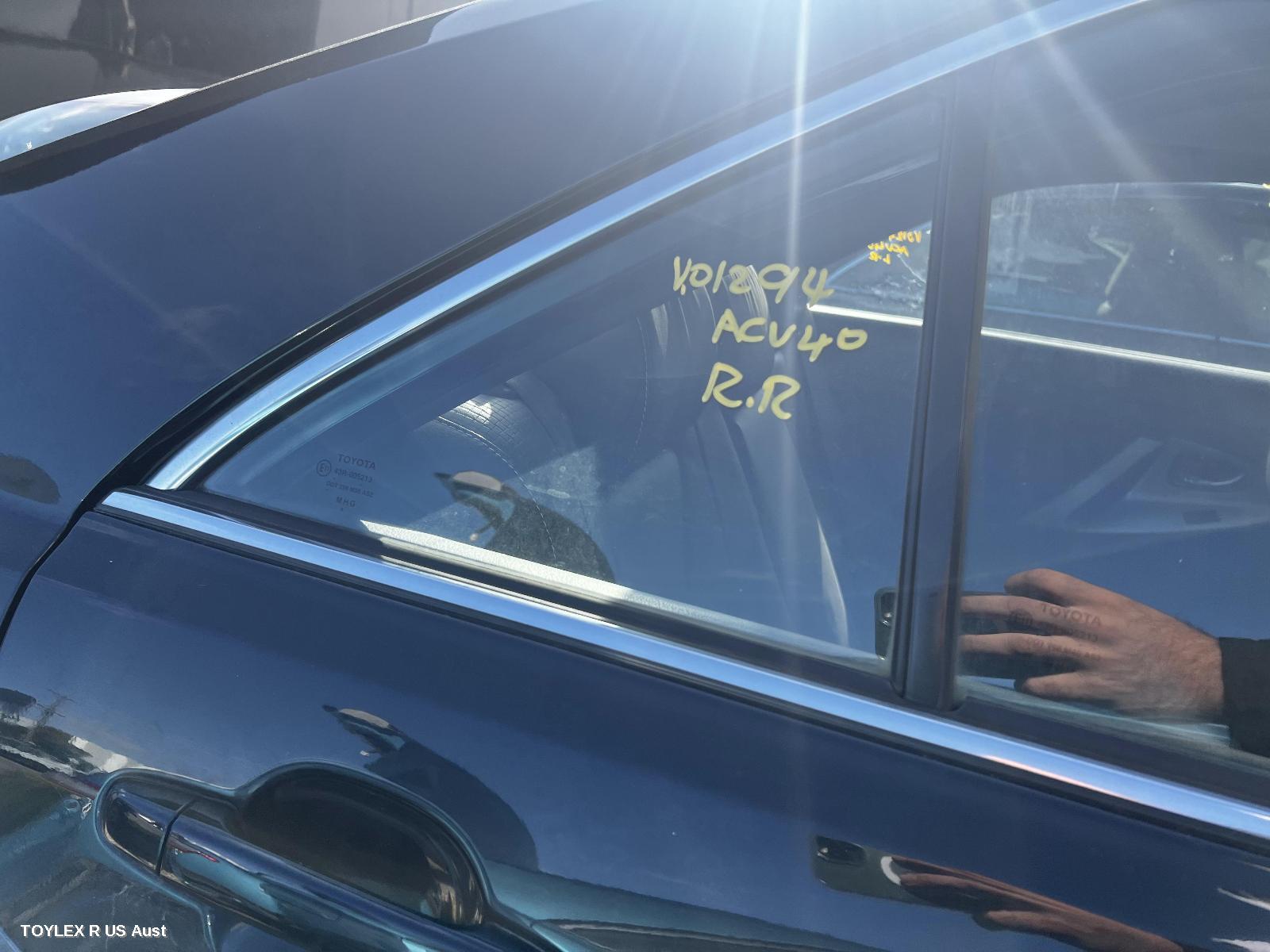 TOYOTA CAMRY 2010 Right Rear 1/4 Door Glass ACV40