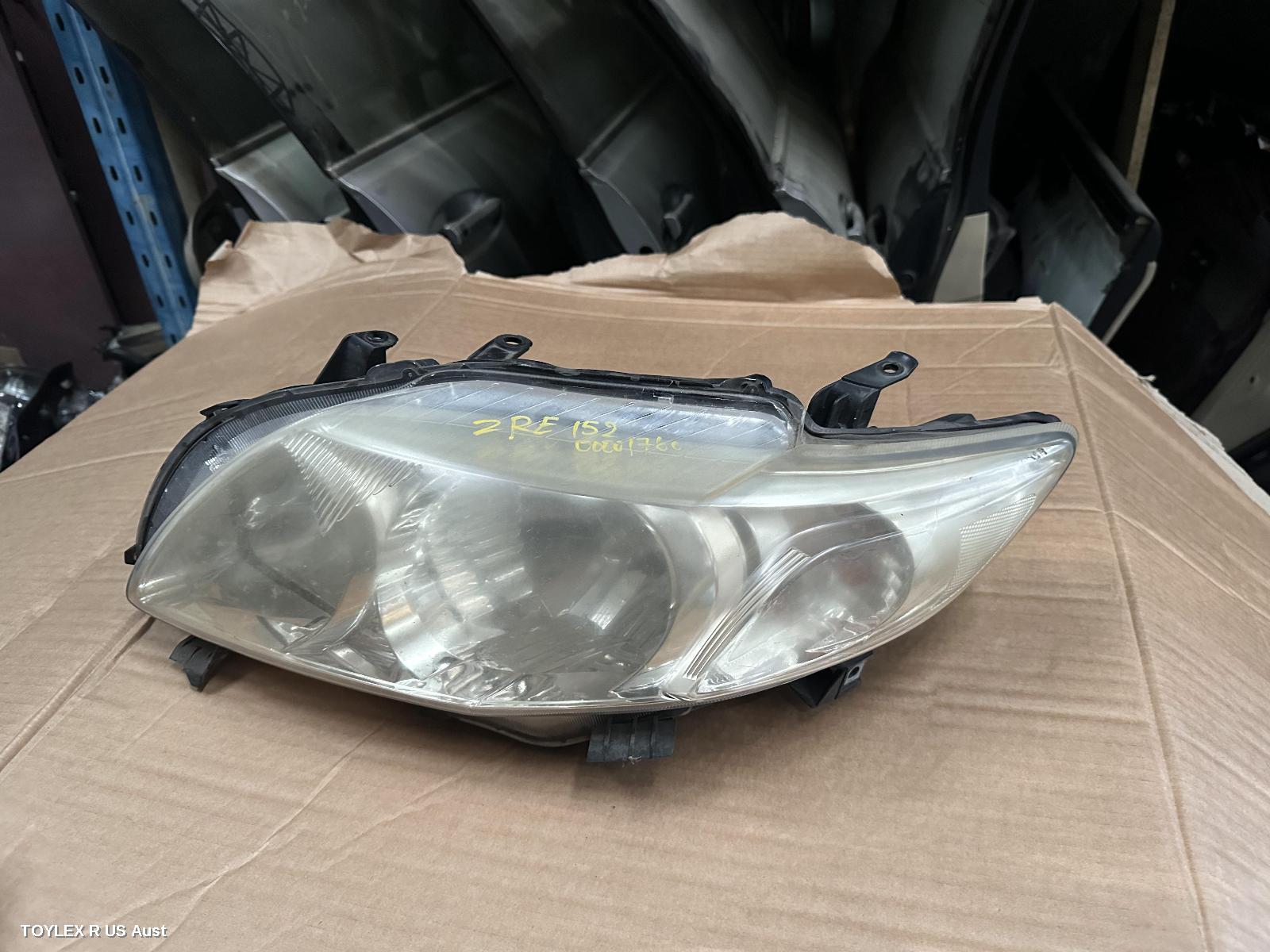 TOYOTA COROLLA 2008 Left Headlamp ZRE152/153R, SEDAN, HALOGEN TYPE