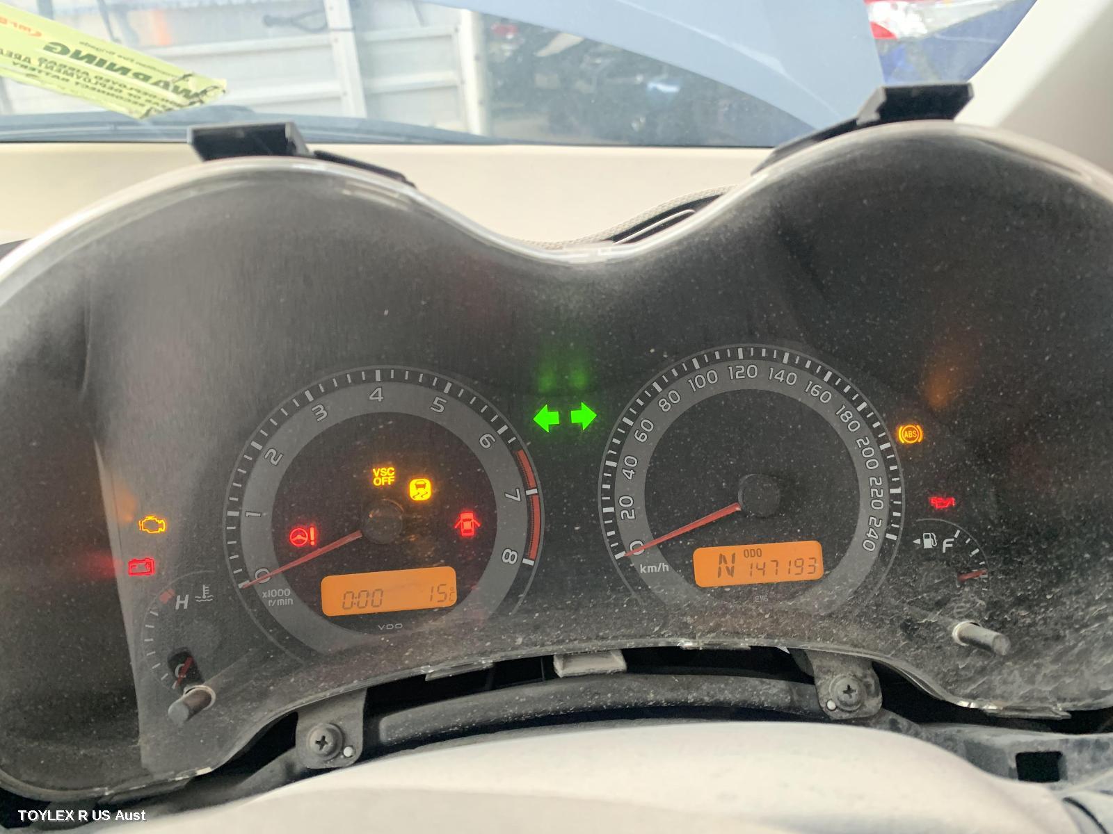 TOYOTA COROLLA 2010 Instrument Cluster AUTO, ZRE152R, HATCH, STANDARD TYPE