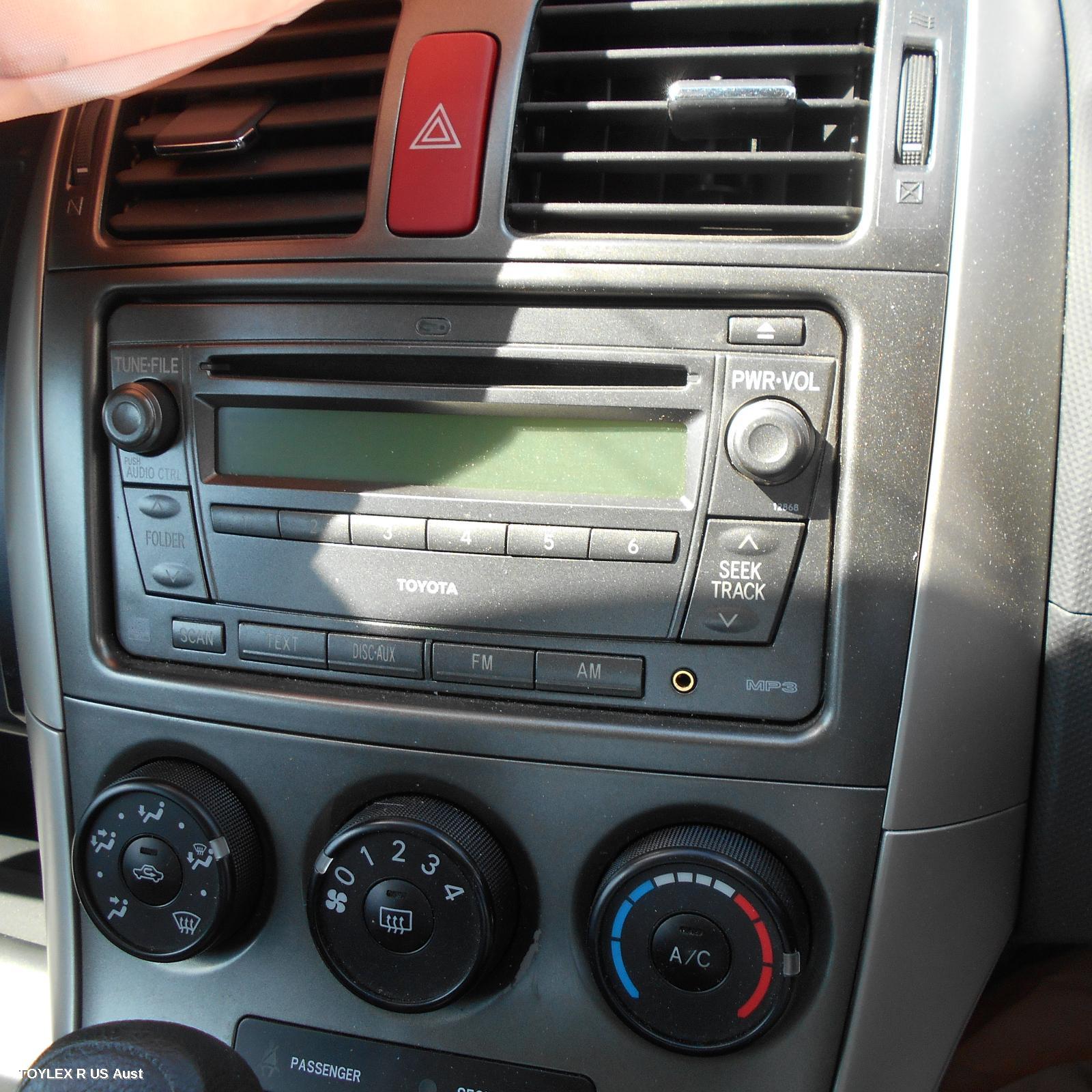 TOYOTA COROLLA 2008 Radio/Cd/Dvd/Sat/Tv RADIO/CD PLAYER, ZRE152/153R, GREY BUTTON