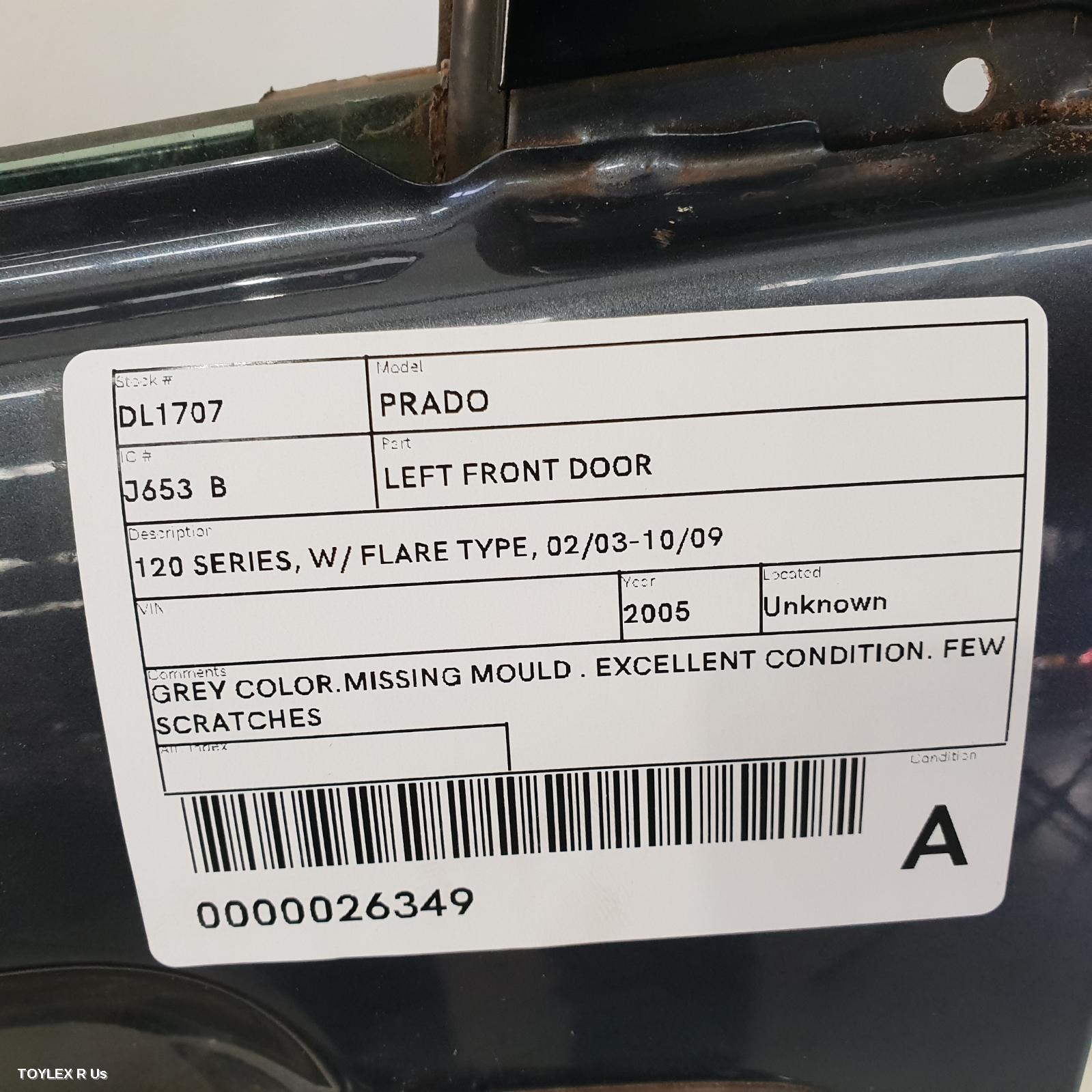 TOYOTA PRADO 2005 Left Front Door 120 SERIES, W/ FLARE TYPE