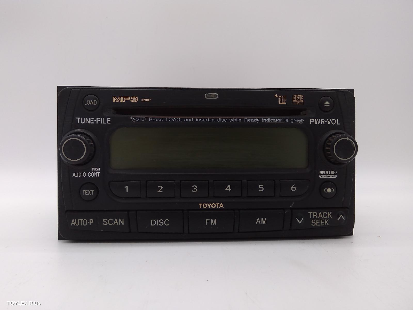 TOYOTA HILUX 2005 Radio/Cd/Dvd/Sat/Tv SINGLE DISC CD PLAYER (P/N ON FACE 32807)