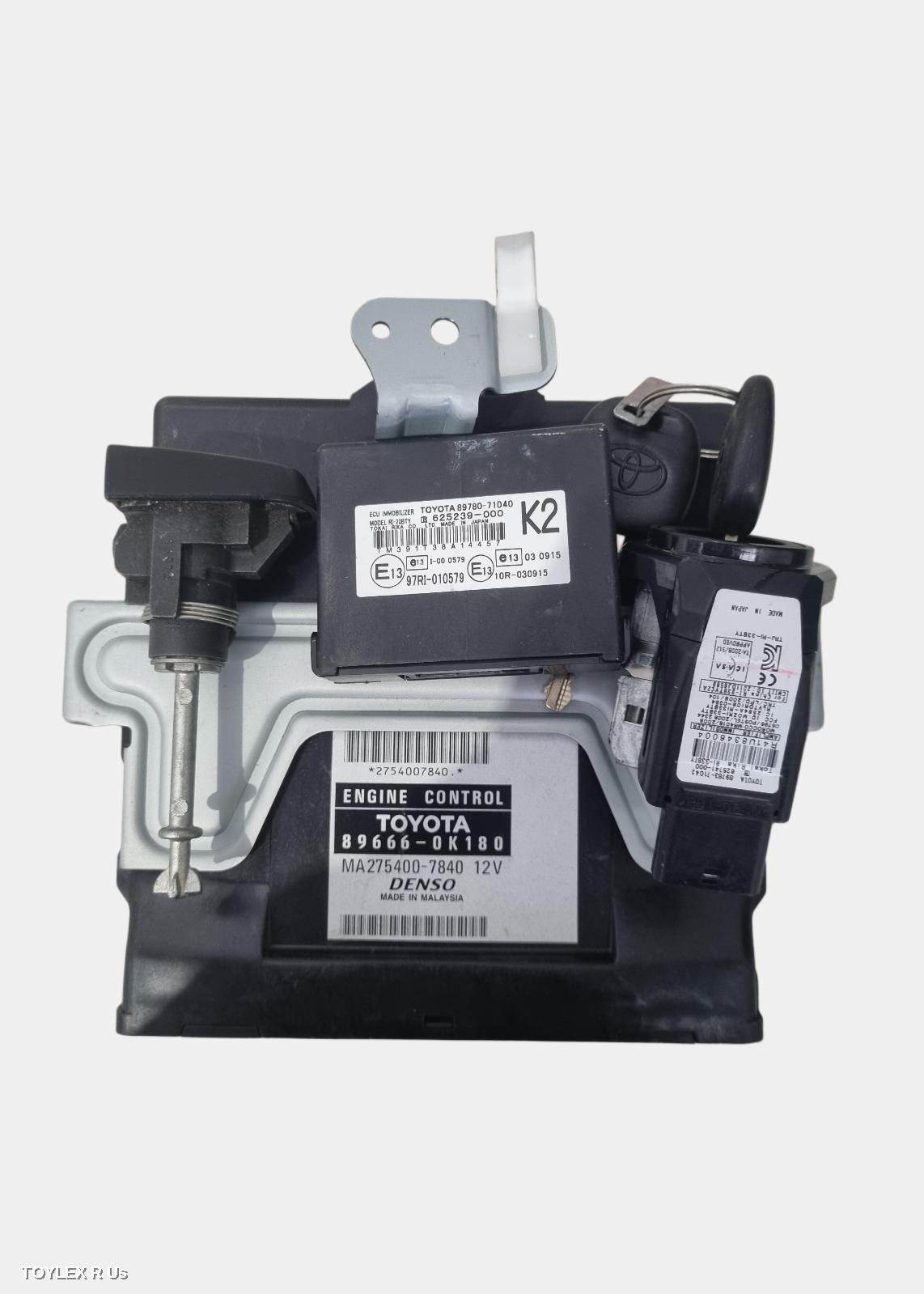 TOYOTA HILUX 2010 Ecu ENGINE ECU, 2.7, 2TR-FE, PETROL, AUTO, P/N 89666-0K180, SEC SET (ECU/IMM/READER/KEY)