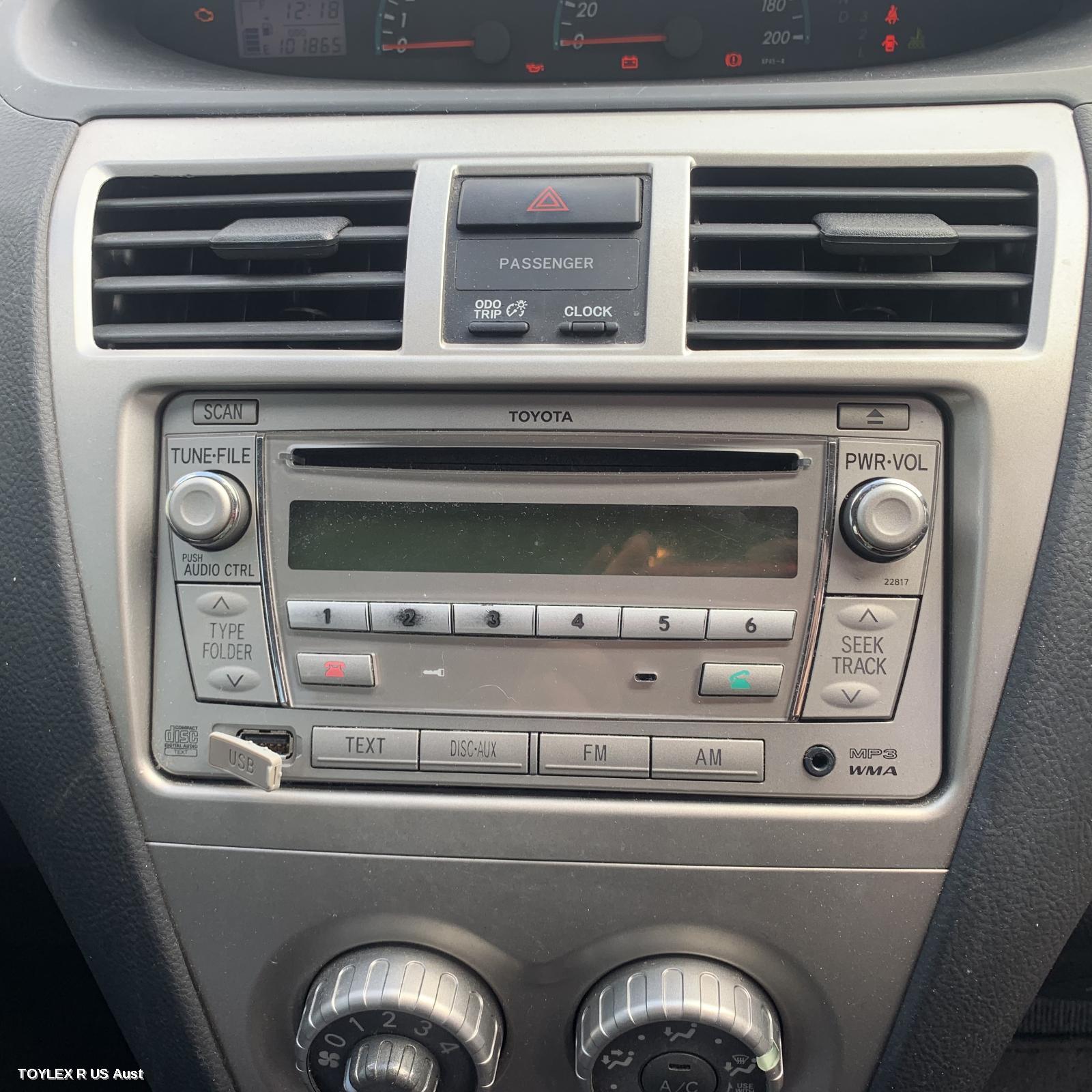 TOYOTA YARIS 2012 Radio/Cd/Dvd/Sat/Tv CD/MP3 PLAYER, NCP9#, SINGLE