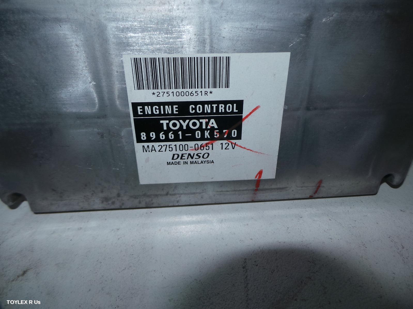 TOYOTA HILUX 2008 Ecu ENGINE ECU, 4.0, 1GR-FE, PETROL, AUTO, 2WD, P/N 89661-0K570, ECU ONLY