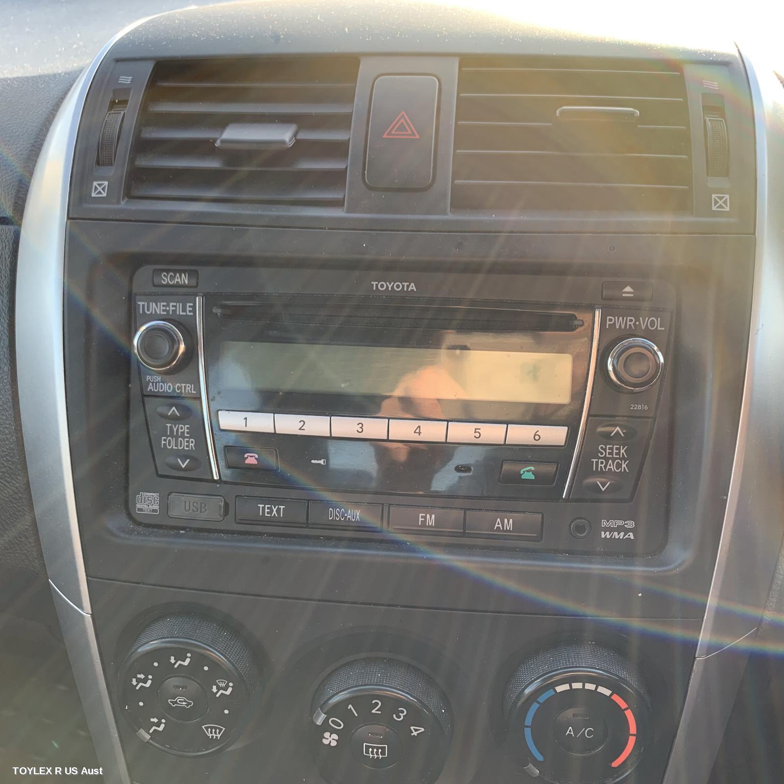 TOYOTA COROLLA 2010 Radio/Cd/Dvd/Sat/Tv RADIO/CD PLAYER, ZRE152/153R, CHROME BUTTON