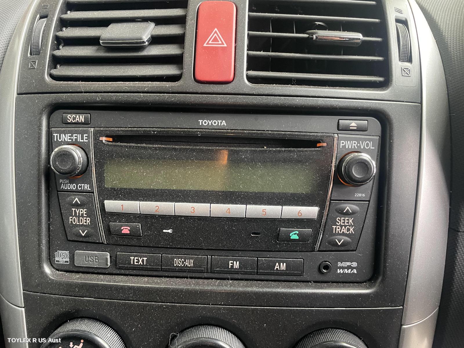 TOYOTA COROLLA 2010 Radio/Cd/Dvd/Sat/Tv RADIO/CD PLAYER, ZRE152/153R, CHROME BUTTON