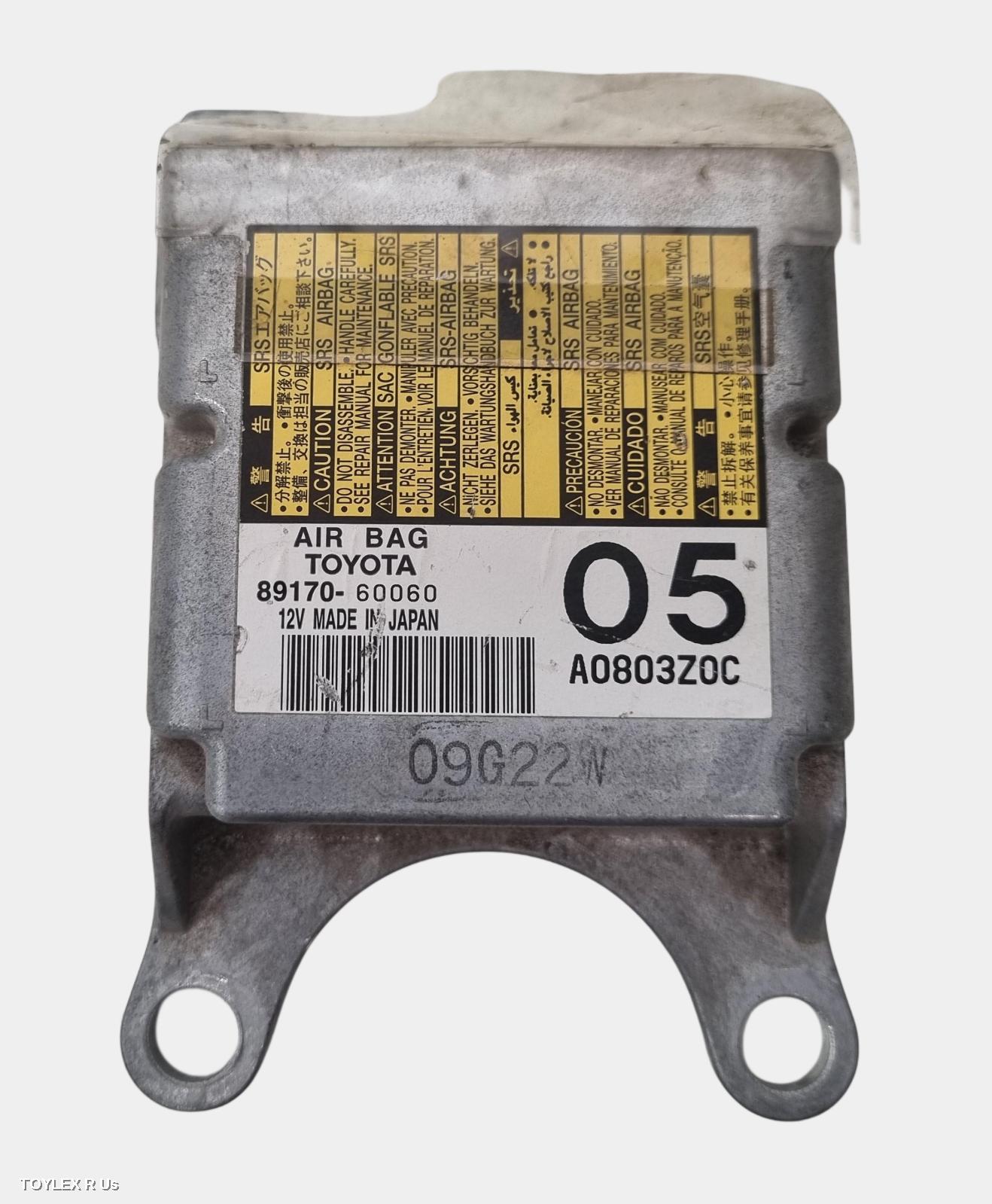 TOYOTA PRADO 2006 Airbag Module/Sensor 120 SERIES, MODULE, NON VSC TYPE, P/N 8917060060