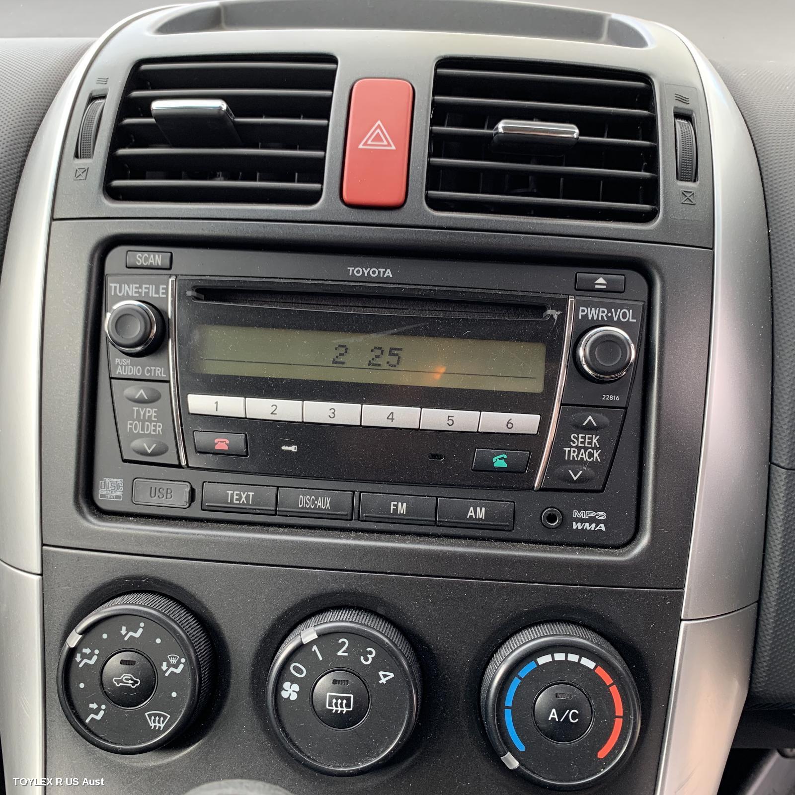 TOYOTA COROLLA 2010 Radio/Cd/Dvd/Sat/Tv RADIO/CD PLAYER, ZRE152/153R, CHROME BUTTON