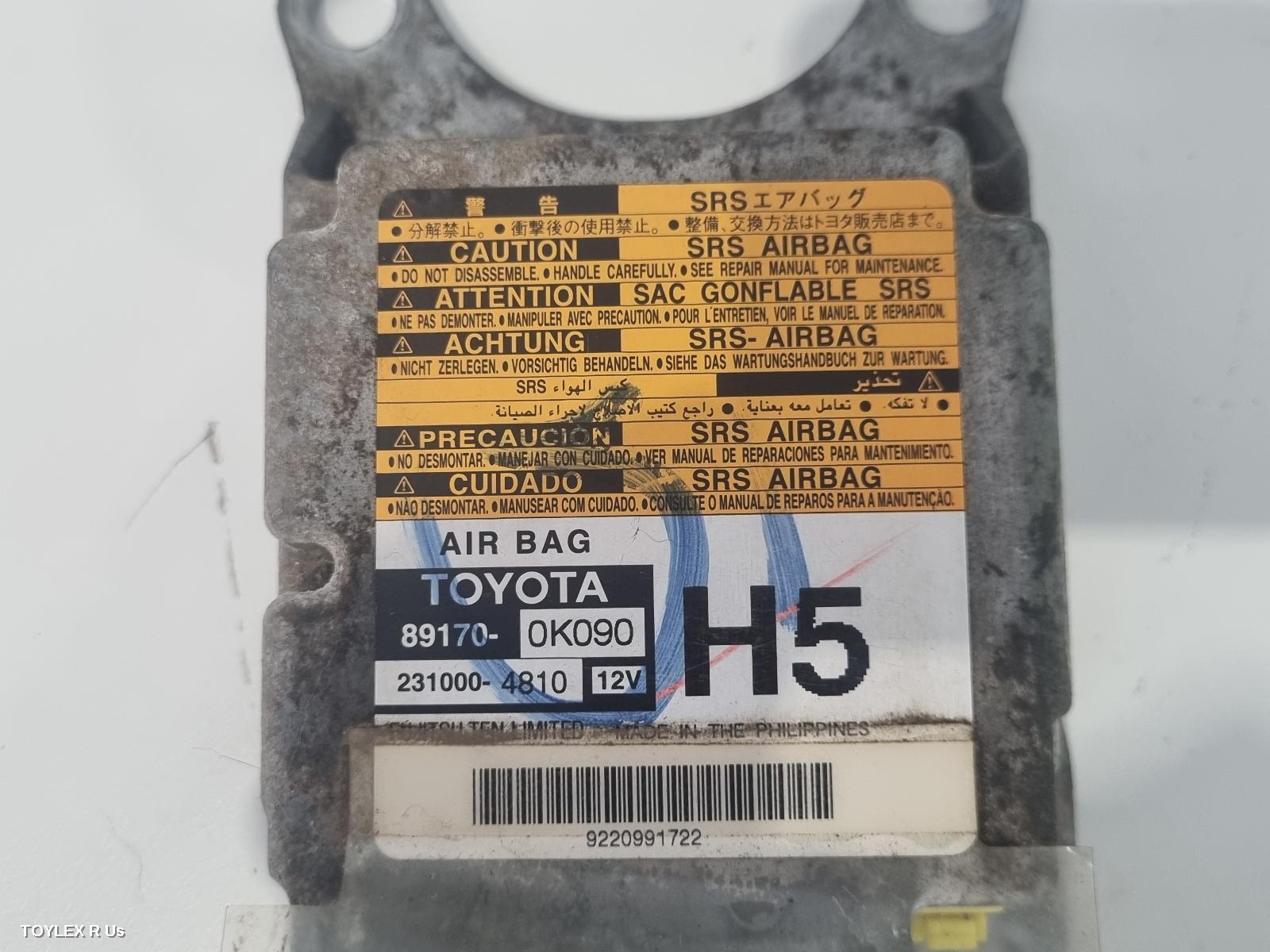 TOYOTA HILUX 2009 Airbag Module/Sensor MODULE, P/N 891700K090