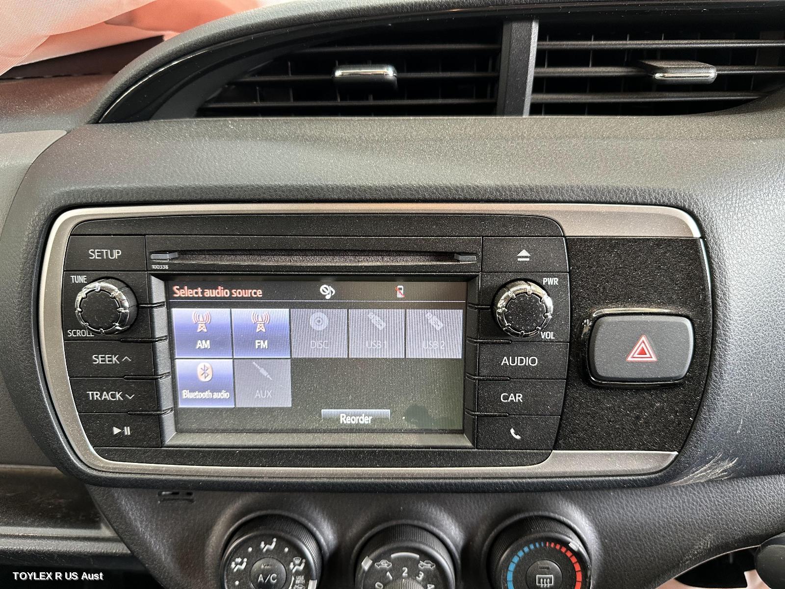 TOYOTA YARIS 2016 Radio/Cd/Dvd/Sat/Tv SINGLE DISC CD PLAYER (P/N ON FACE 100338), NCP13#