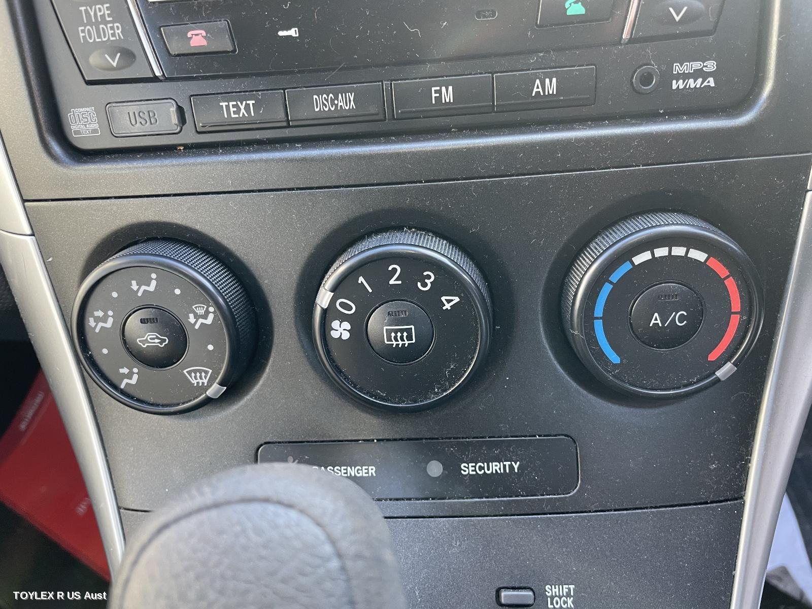TOYOTA COROLLA 2010 Heater/Ac Controls ZRE152/153R, NON CLIMATE TYPE, HATCH