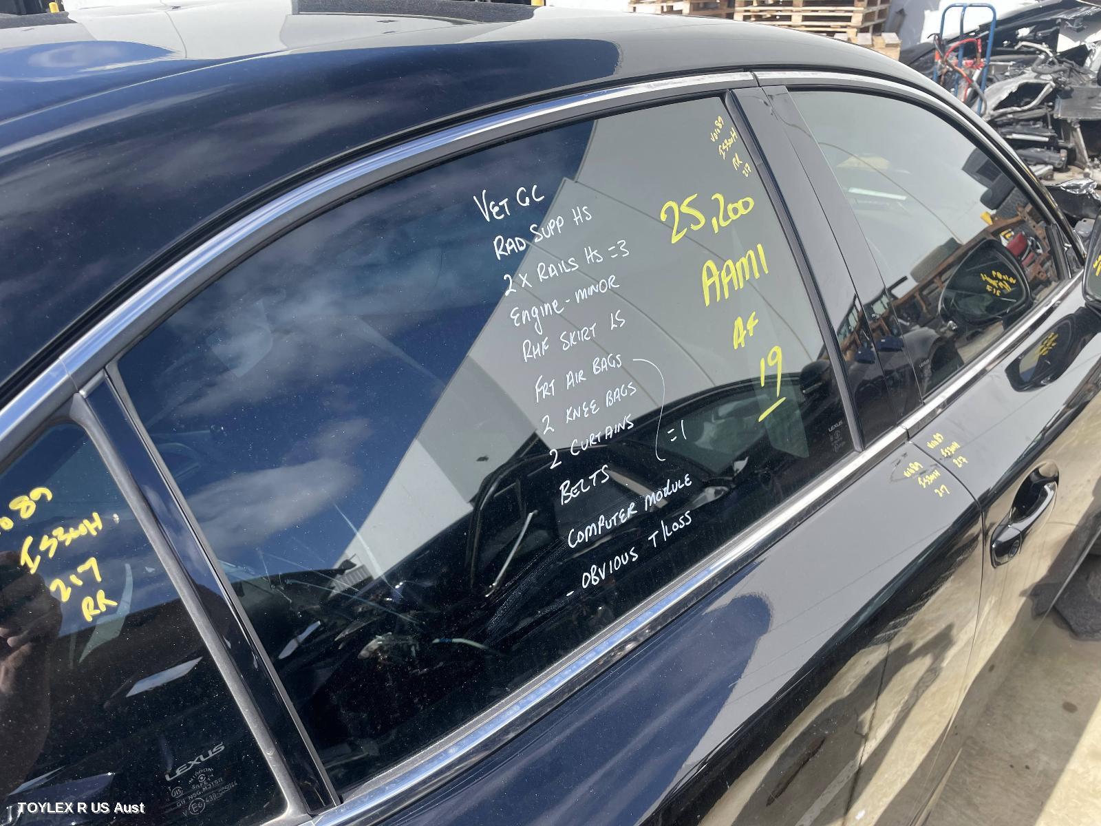 LEXUS IS SERIES 2015 Right Rear Door Window XE30