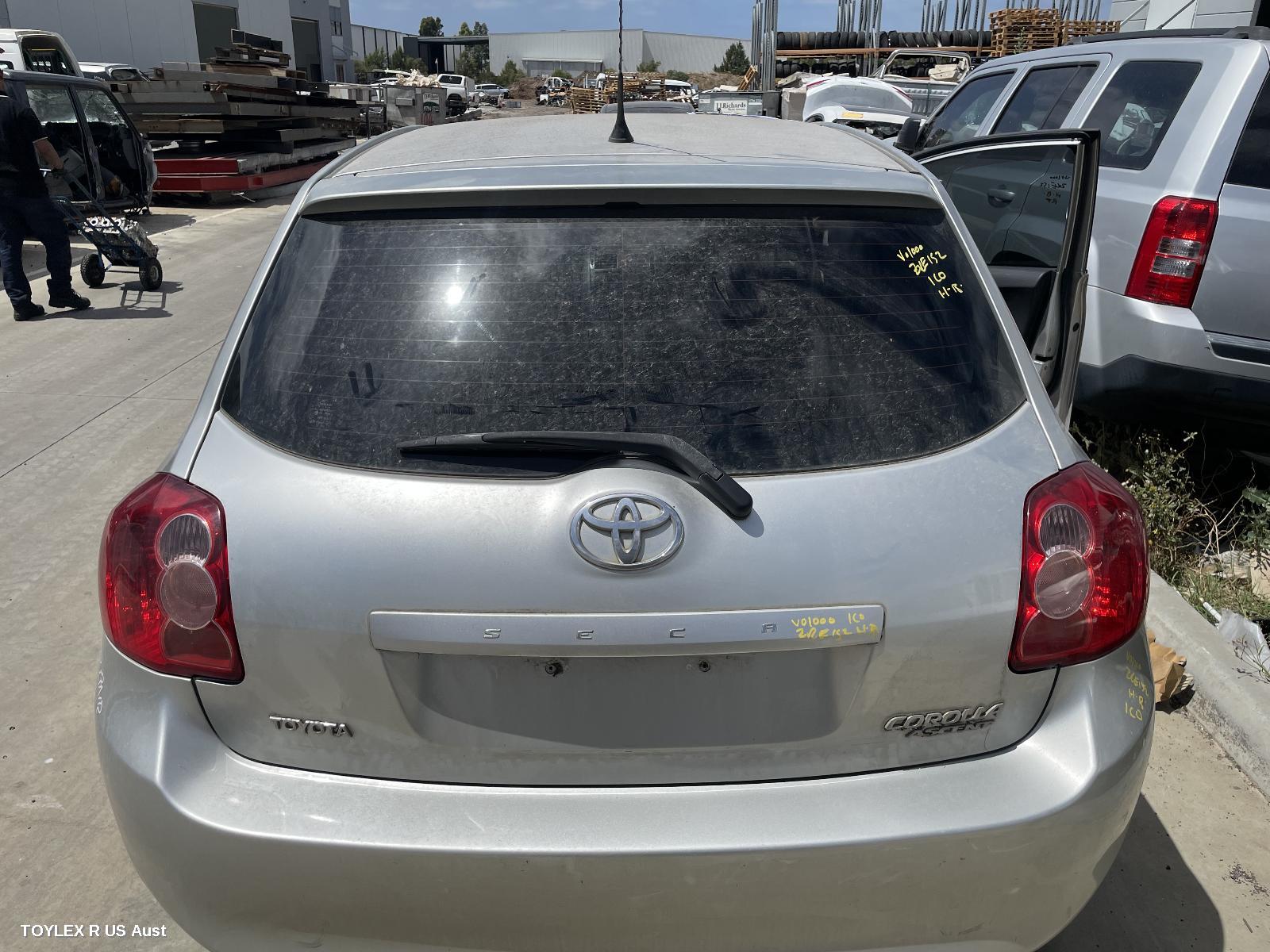 TOYOTA COROLLA 2008 Bootlid/Tailgate TAILGATE, ZRE152R, HATCH, ASCENT, SMALL SPOILERED TYPE