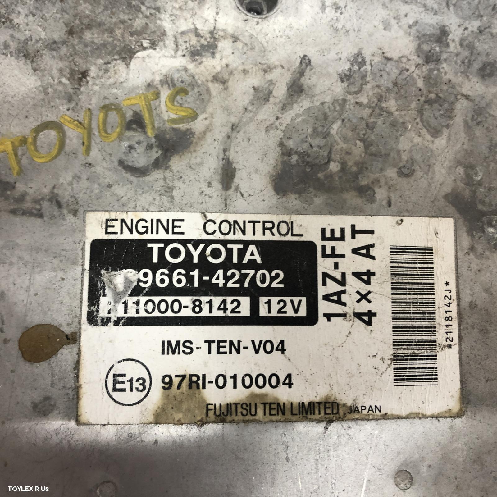 TOYOTA RAV4 2000 Ecu ENGINE ECU, 2.0, 1AZ-FE, AUTO T/M, P/N 89661-42702, ECU ONLY, ACA2#R, 07/00-10/03 (AUS ONLY)