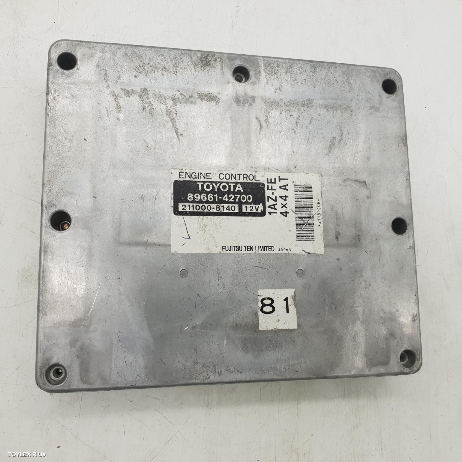TOYOTA RAV4 2002 Ecu ENGINE ECU, 2.0, 1AZ-FE, AUTO T/M, P/N 89661-42700, ECU ONLY, ACA2#R, 07/00-10/03 (AUS ONLY)