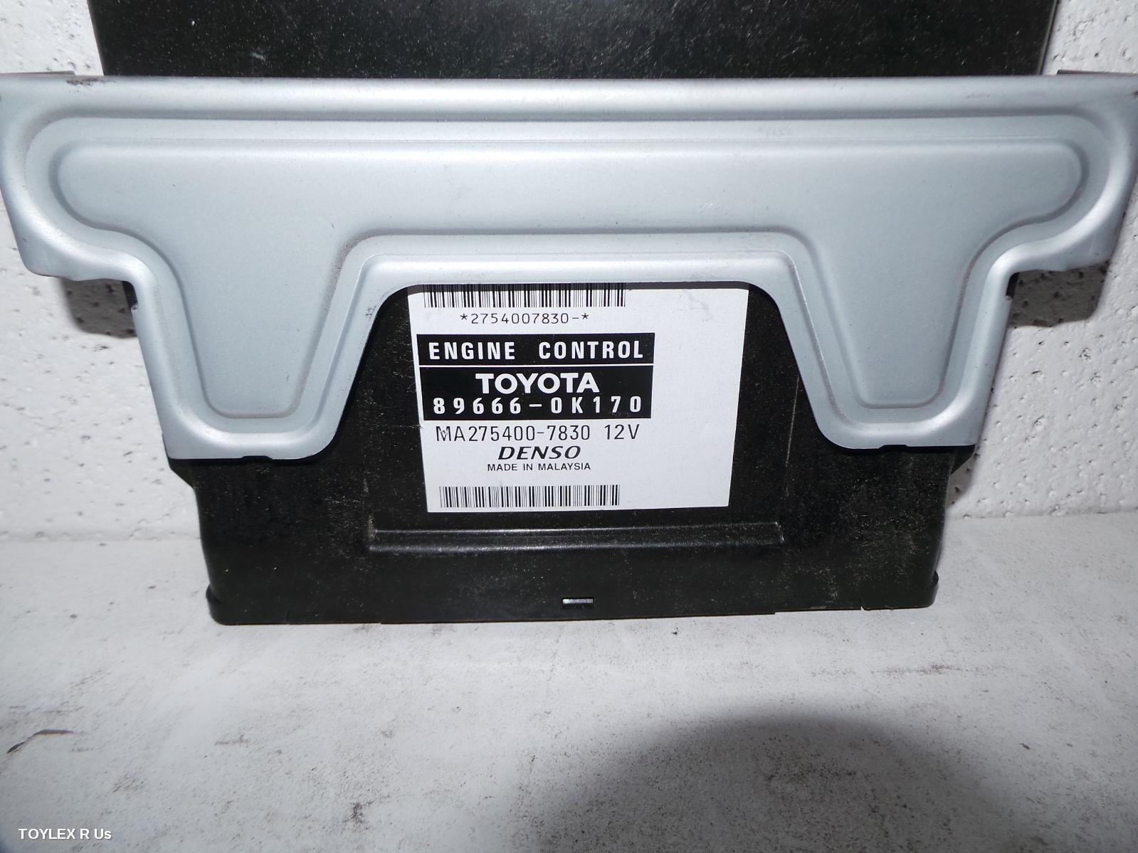 TOYOTA HILUX 2012 Ecu ENGINE ECU, 2.7, 2TR-FE, PETROL, MANUAL, 2WD, P/N 896660K170, ECU ONLY