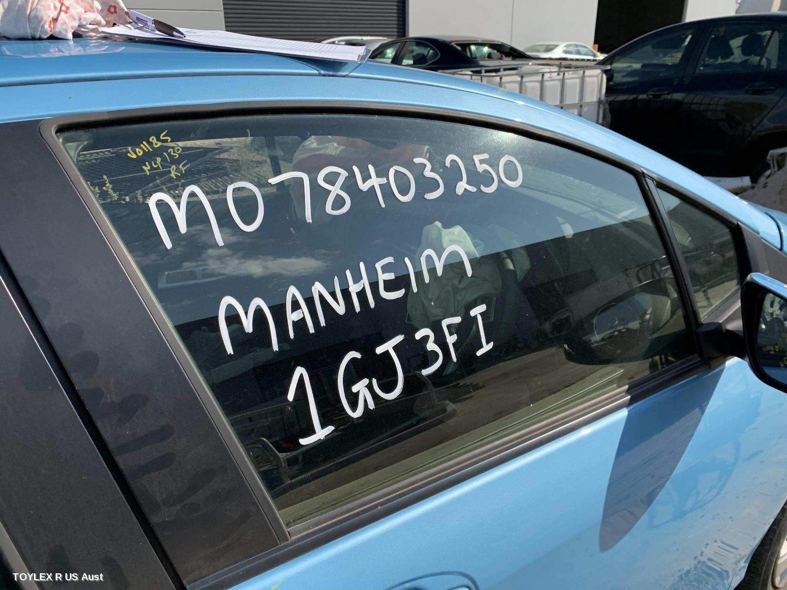 TOYOTA YARIS 2015 Right Front Door Window NCP13#, 5DR HATCH