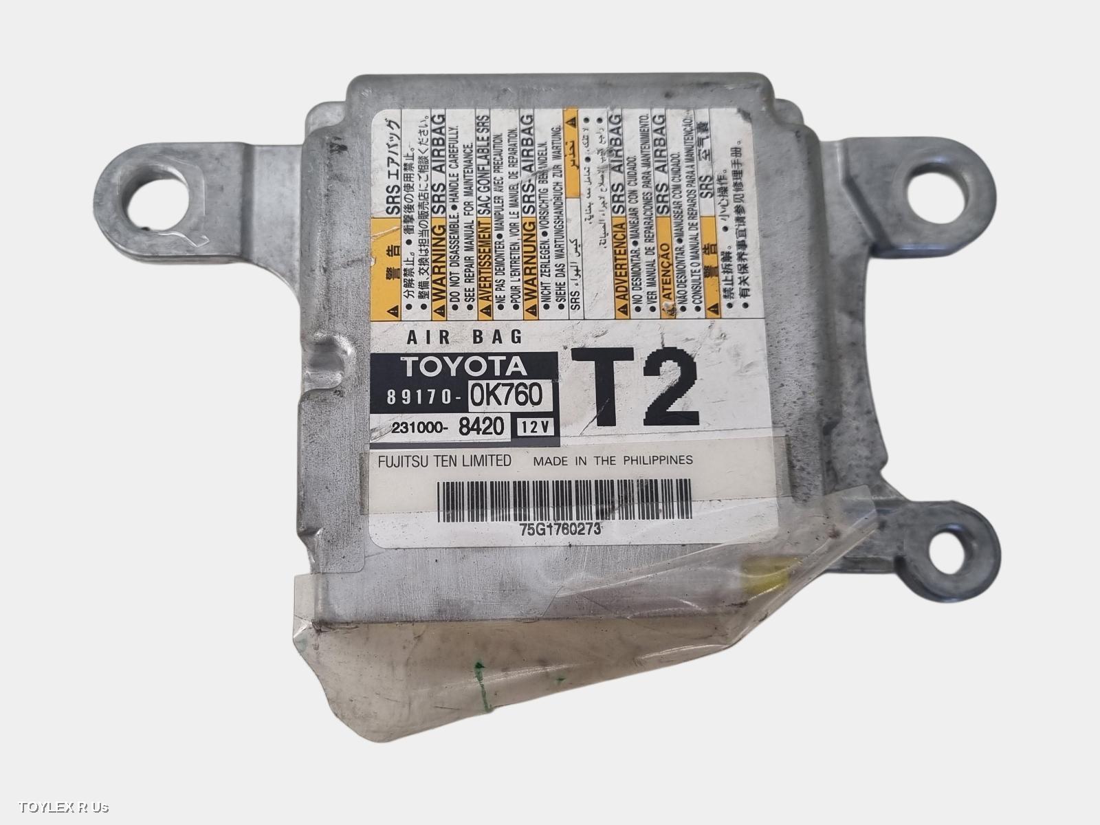 TOYOTA HILUX 2017 Airbag Module/Sensor MODULE, SINGLE CAB, 2WD, P/N 891700K760