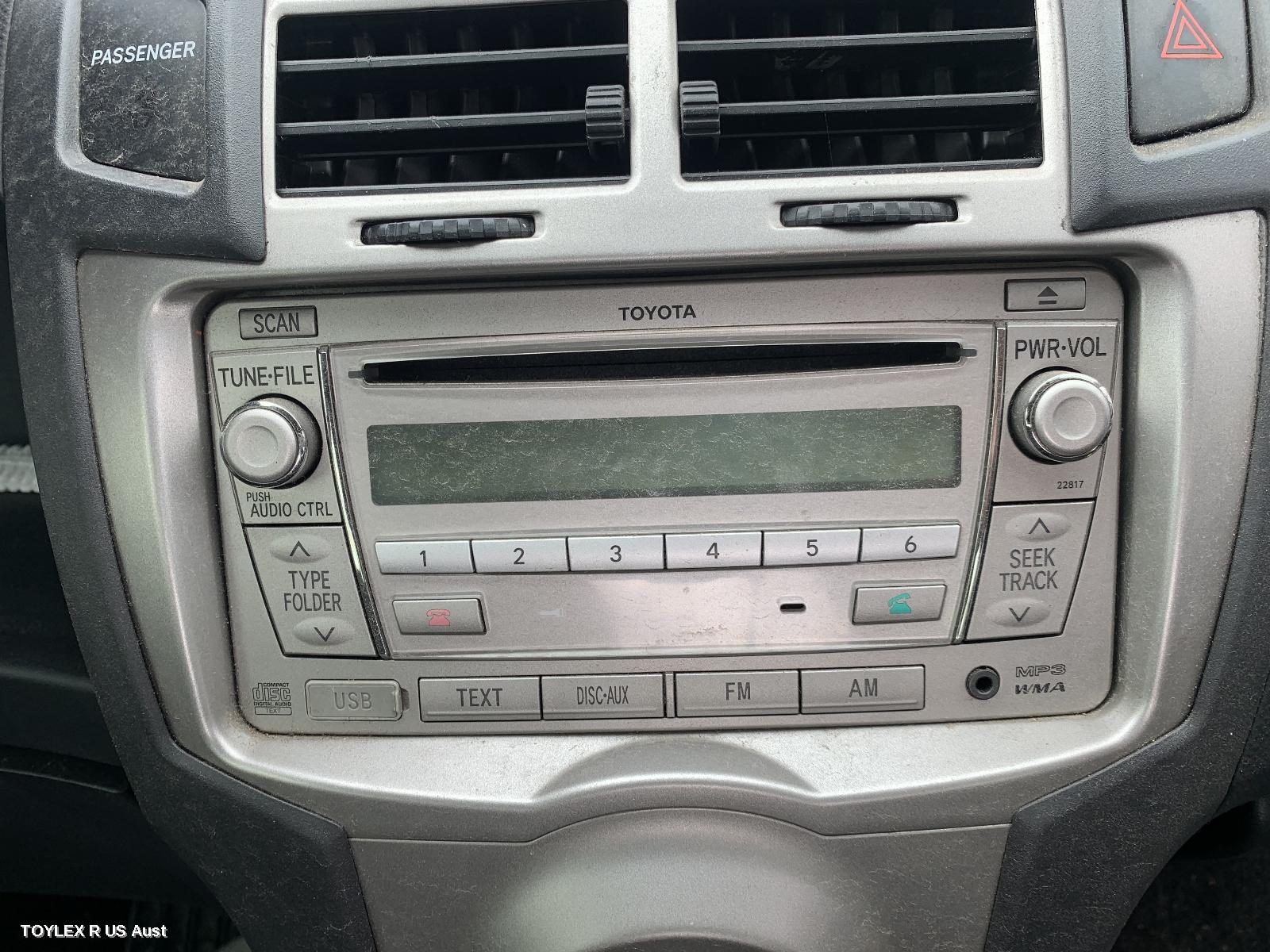 TOYOTA YARIS 2010 Radio/Cd/Dvd/Sat/Tv SINGLE DISC CD PLAYER (P/N ON FACE 22817), NCP9#