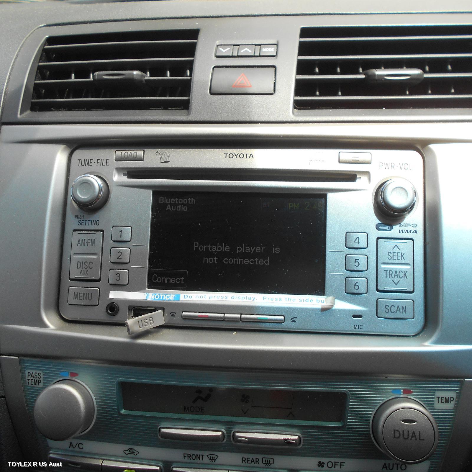 TOYOTA CAMRY 2010 Radio/Cd/Dvd/Sat/Tv CD STACKER-6 DISC, ACV40, W/ BLUETOOTH & REVERSE CAMERA TYPE