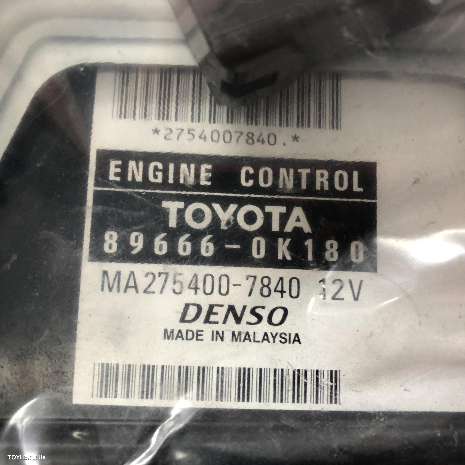 TOYOTA HILUX 2008 Ecu ENGINE ECU, 2.7, 2TR-FE, PETROL, AUTO, P/N 89666-0K180, SEC SET (ECU/IMM/READER/KEY)