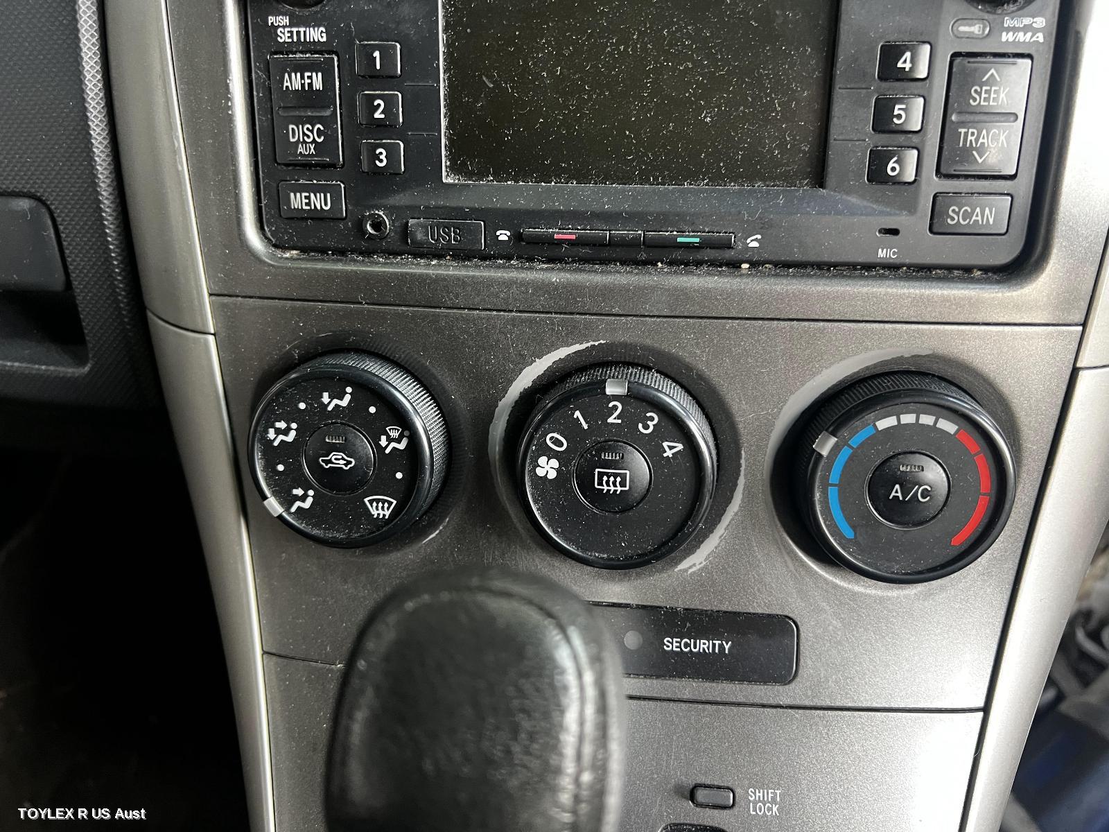 TOYOTA COROLLA 2009 Heater/Ac Controls ZRE152/153R, NON CLIMATE TYPE, HATCH