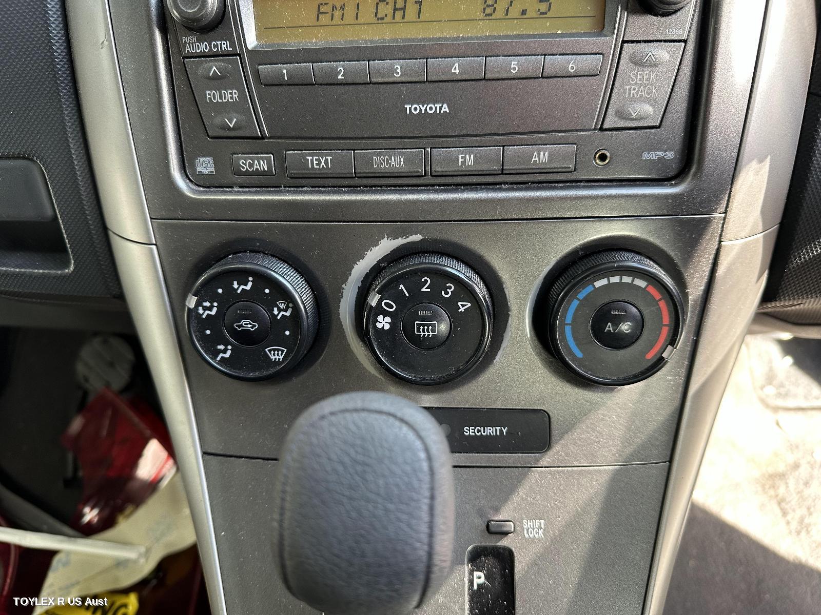 TOYOTA COROLLA 2008 Heater/Ac Controls ZRE152/153R, NON CLIMATE TYPE, HATCH