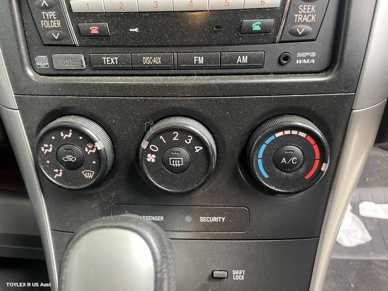 TOYOTA COROLLA 2010 Heater/Ac Controls ZRE152/153R, NON CLIMATE TYPE, HATCH