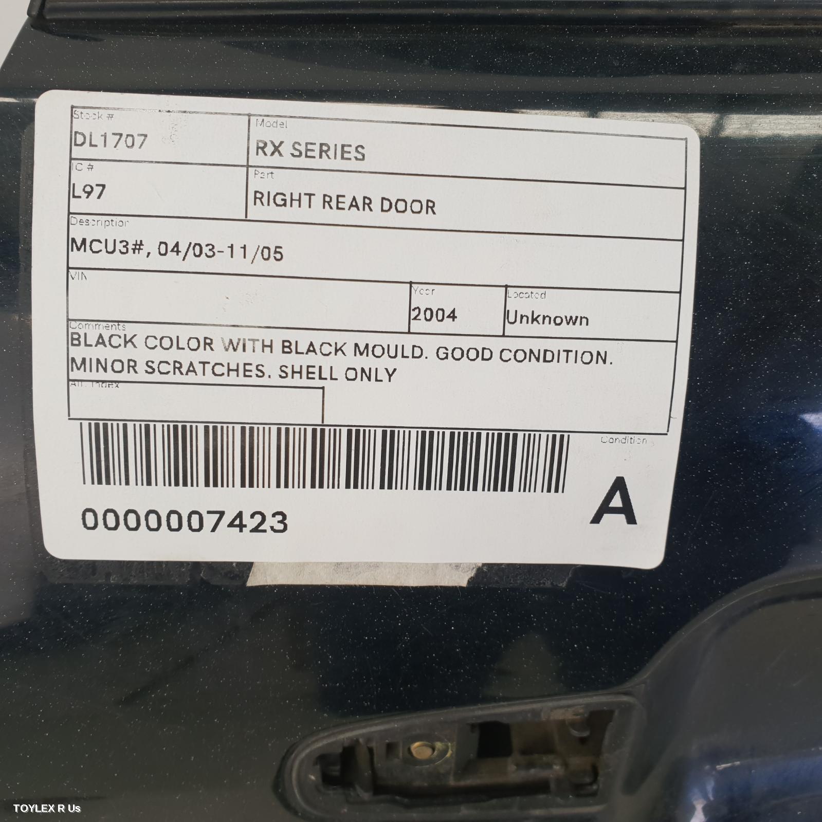 LEXUS RX SERIES 2004 Right Rear Door Sliding MCU3#