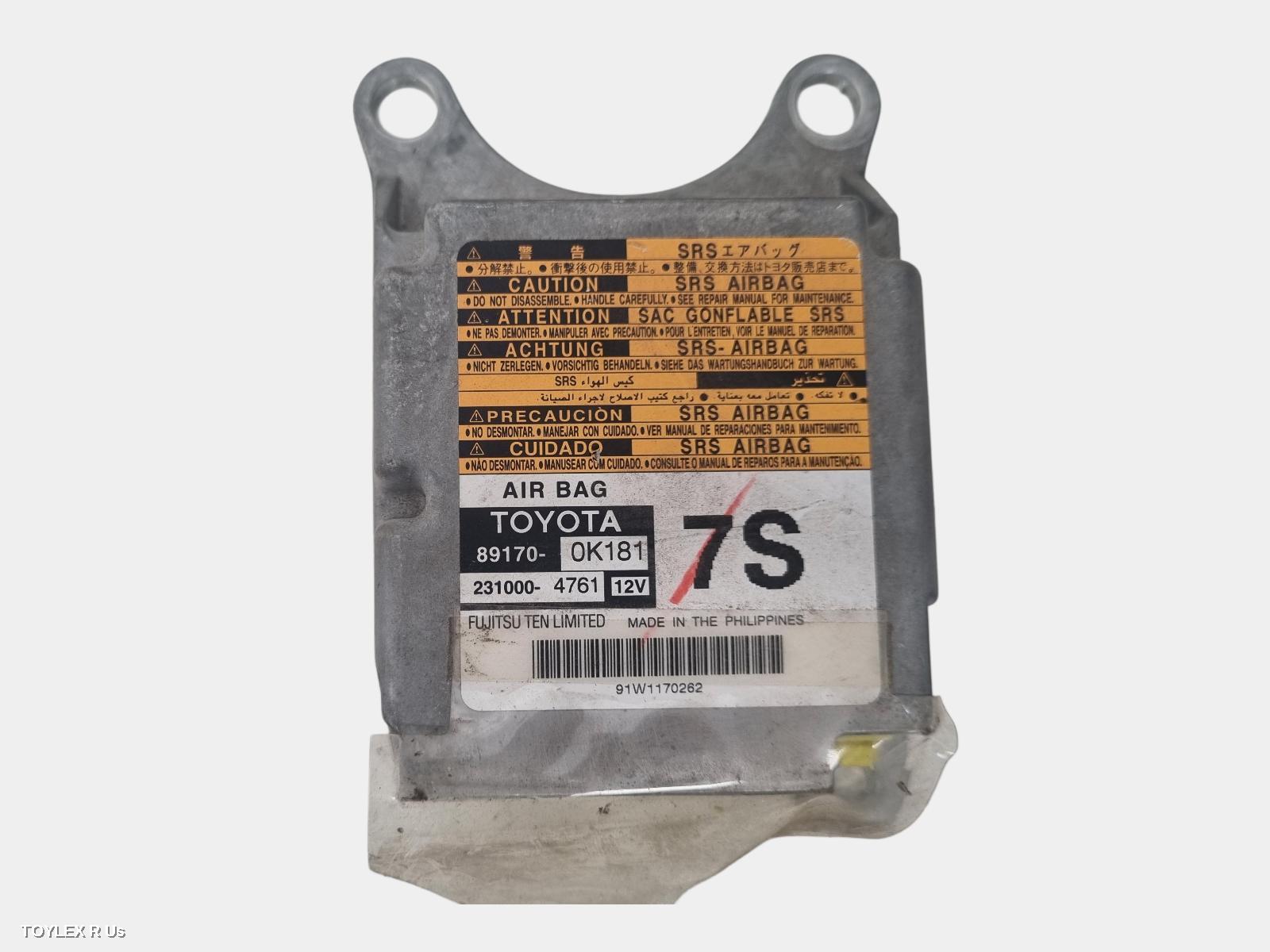 TOYOTA HILUX 2013 Airbag Module/Sensor MODULE, DUAL CAB, 2WD, P/N 891700K181