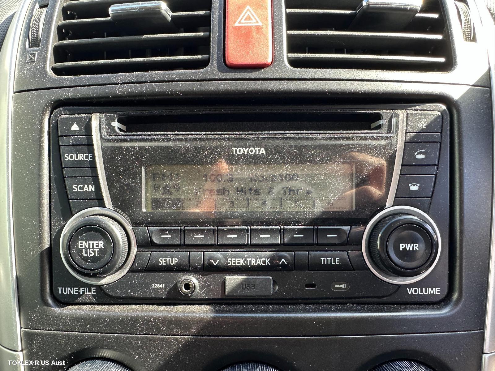 TOYOTA COROLLA 2012 Radio/Cd/Dvd/Sat/Tv SINGLE DISC W/ USB & BLUETOOTH, ZRE152/153R