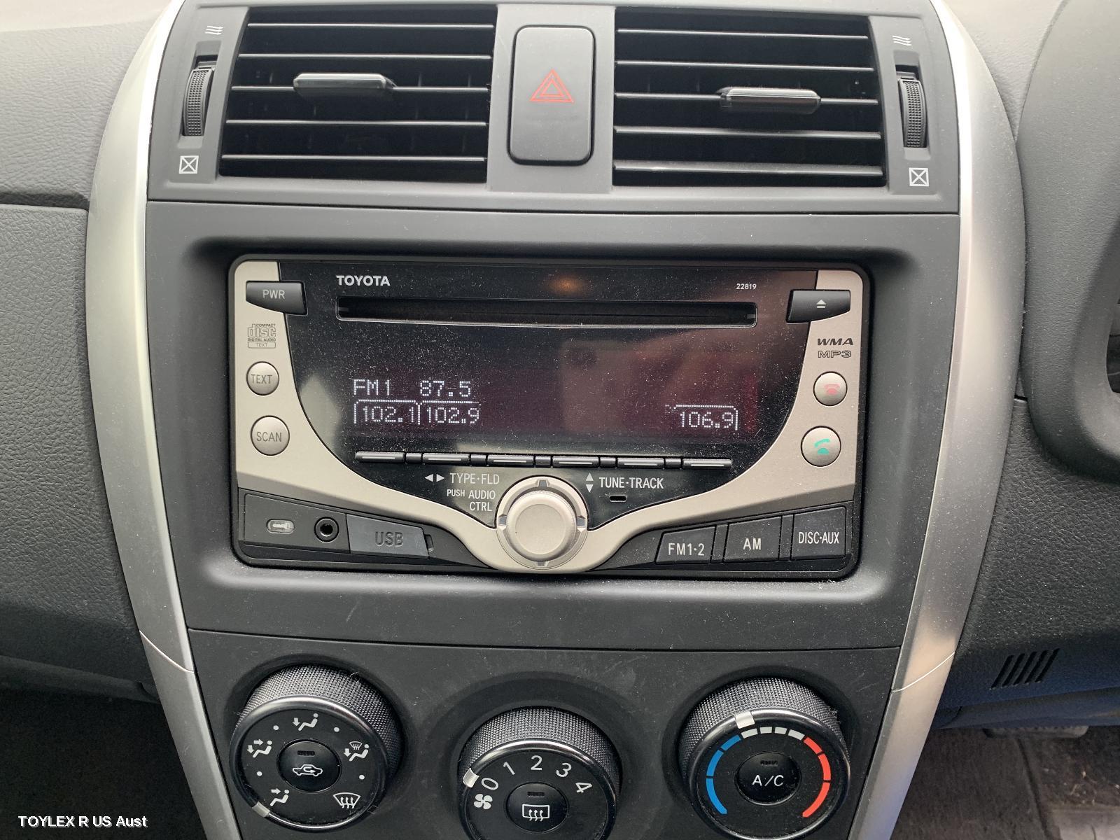 TOYOTA COROLLA 2012 Radio/Cd/Dvd/Sat/Tv SINGLE DISC W/ USB & BLUETOOTH, ZRE152/153R
