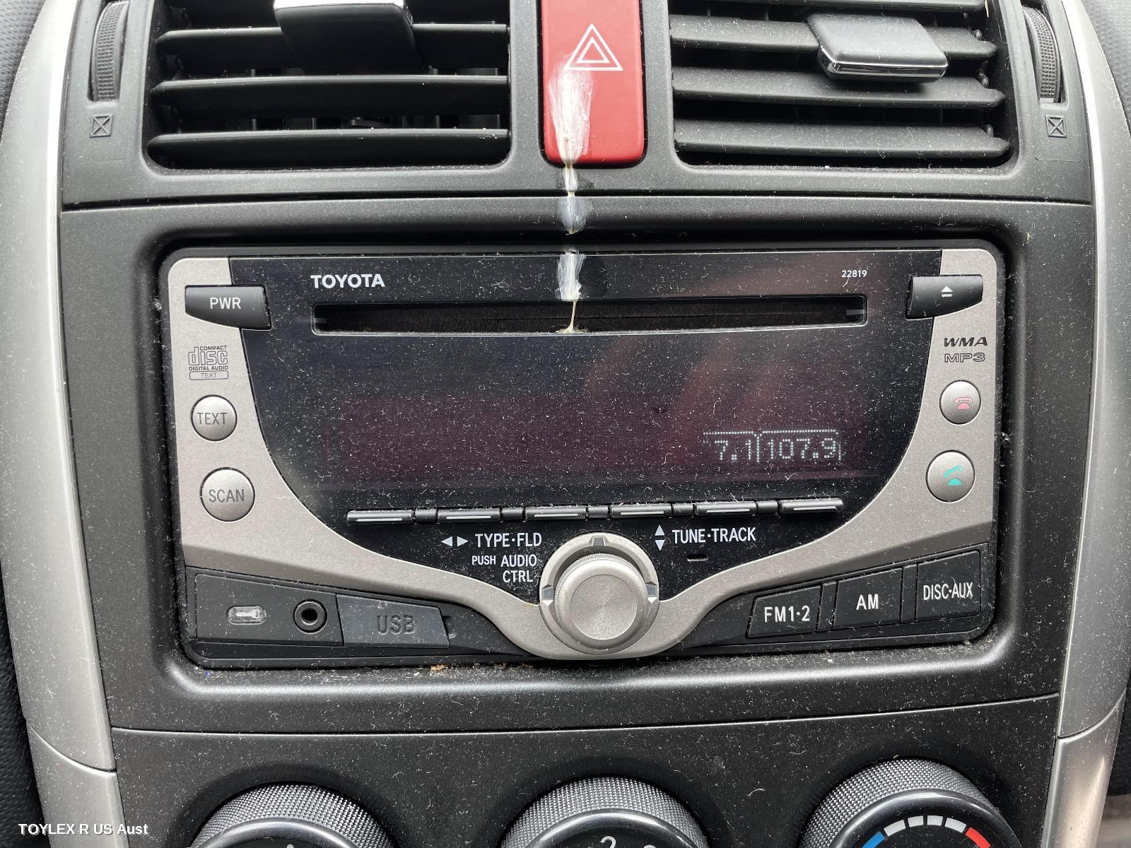 TOYOTA COROLLA 2012 Radio/Cd/Dvd/Sat/Tv RADIO/CD PLAYER, ZRE152/153R, CHROME BUTTON