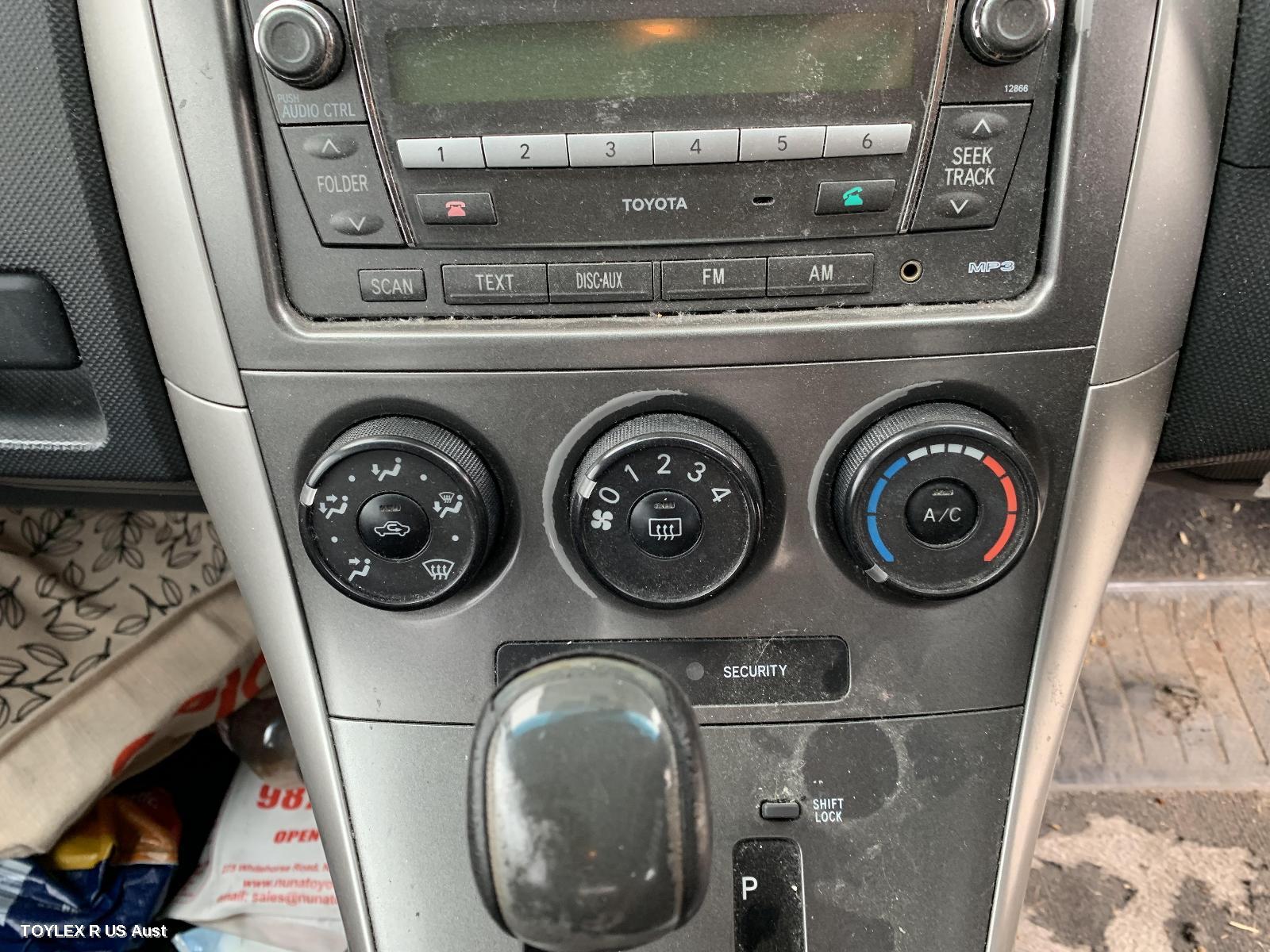 TOYOTA COROLLA 2009 Heater/Ac Controls ZRE152/153R, NON CLIMATE TYPE, HATCH