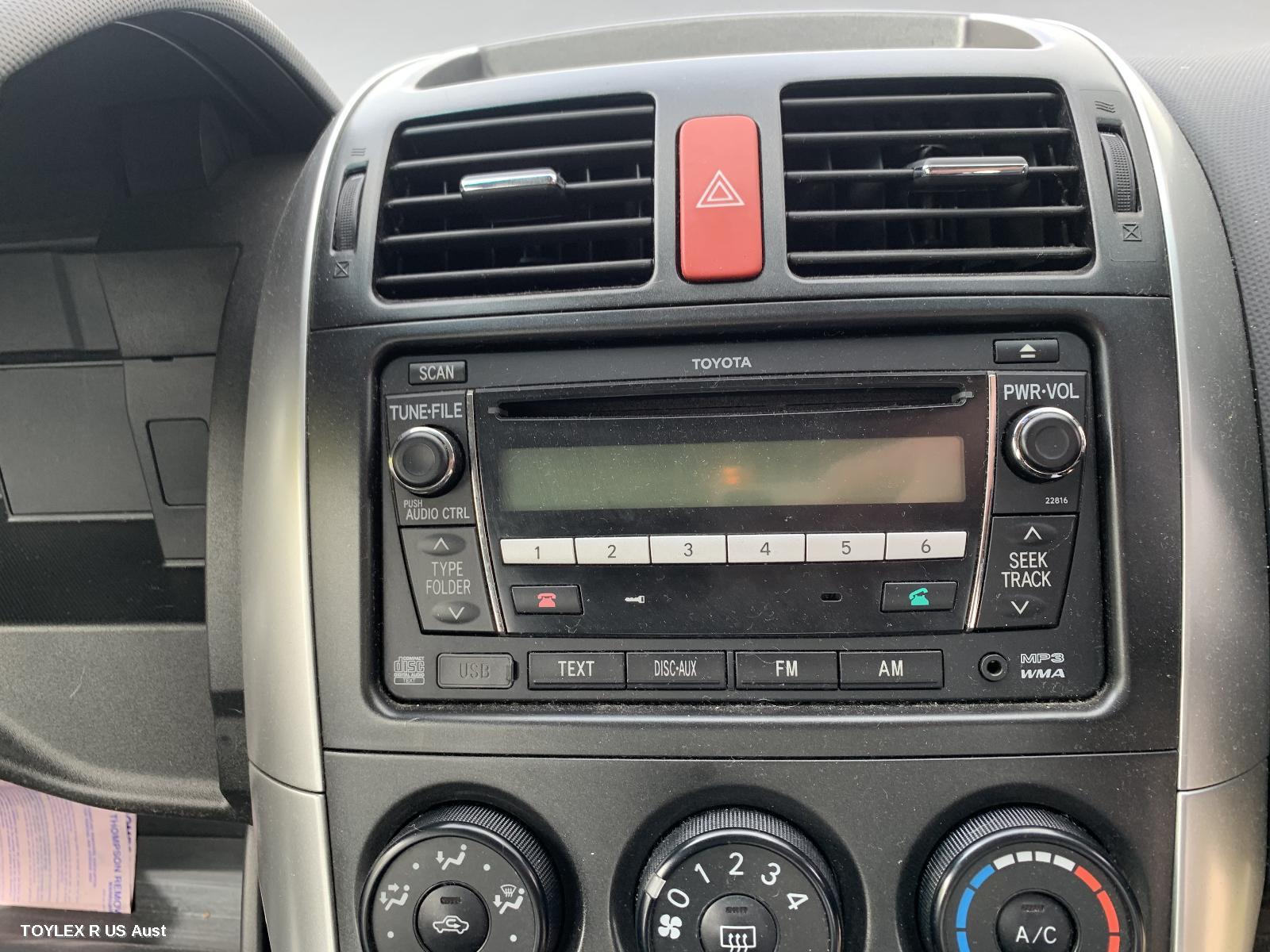 TOYOTA COROLLA 2010 Radio/Cd/Dvd/Sat/Tv RADIO/CD PLAYER, ZRE152/153R, CHROME BUTTON
