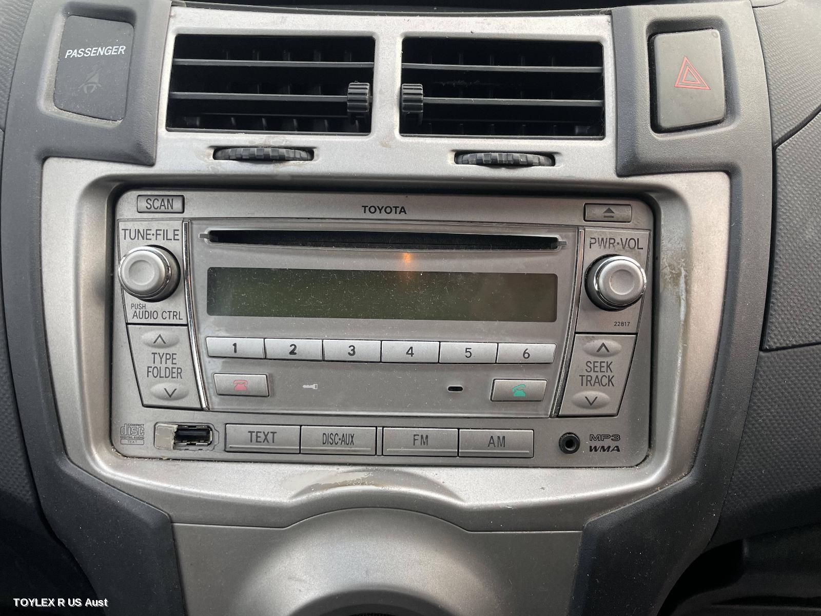 TOYOTA YARIS 2010 Radio/Cd/Dvd/Sat/Tv SINGLE DISC CD PLAYER (P/N ON FACE 22817), NCP9#