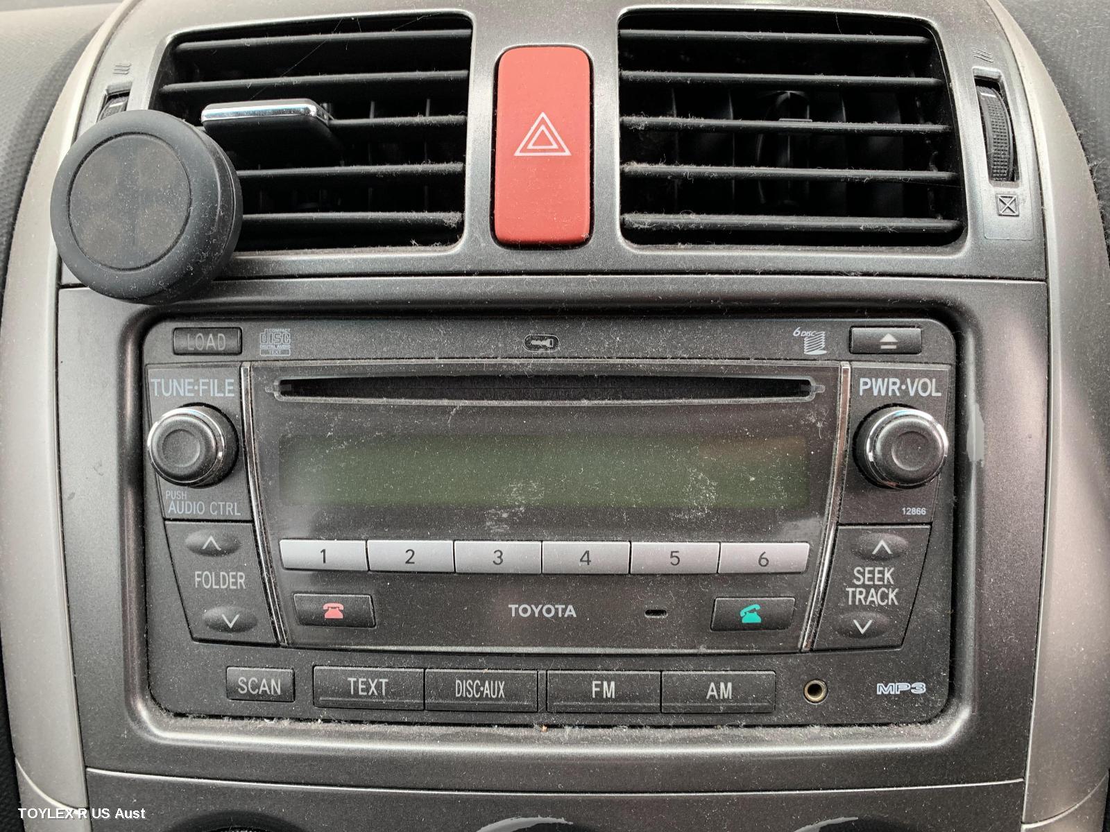 TOYOTA COROLLA 2009 Radio/Cd/Dvd/Sat/Tv RADIO/CD PLAYER, ZRE152/153R, CHROME BUTTON