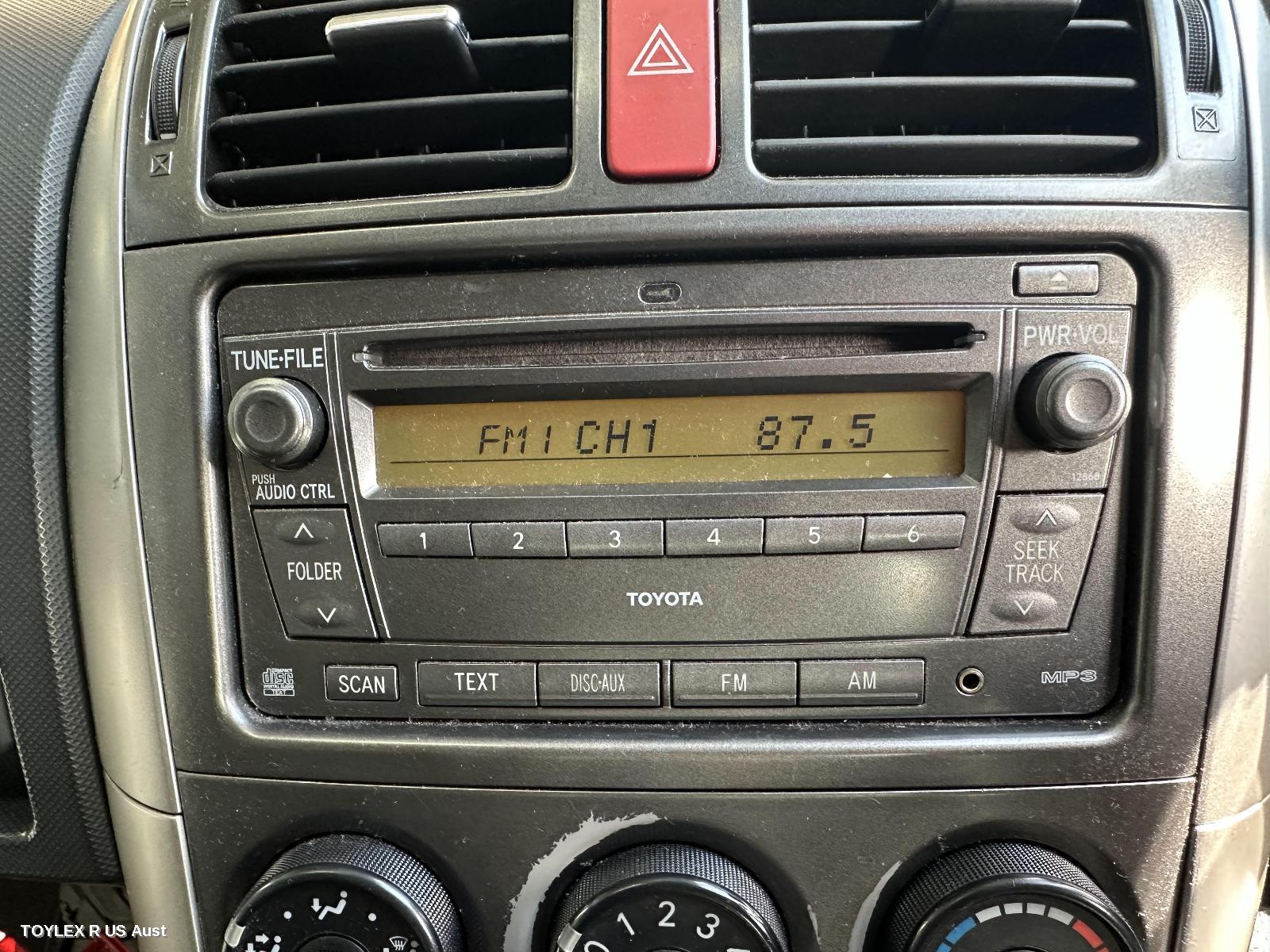 TOYOTA COROLLA 2008 Radio/Cd/Dvd/Sat/Tv RADIO/CD PLAYER, ZRE152/153R, GREY BUTTON