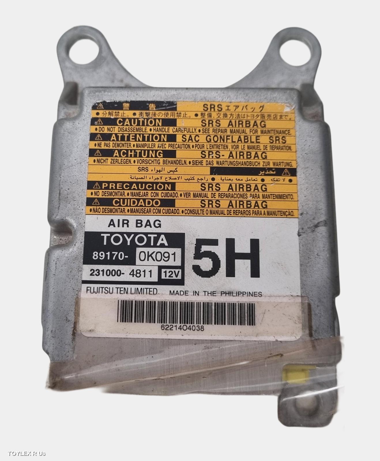TOYOTA HILUX 2015 Airbag Module/Sensor MODULE, DUAL CAB, P/N 891700K091
