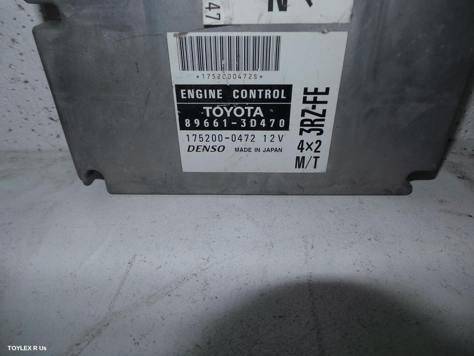 TOYOTA HILUX 2003 Ecu ENGINE ECU, 2.7, 3RZ-FE, PETROL, P/N 89661-3D470, ECU ONLY