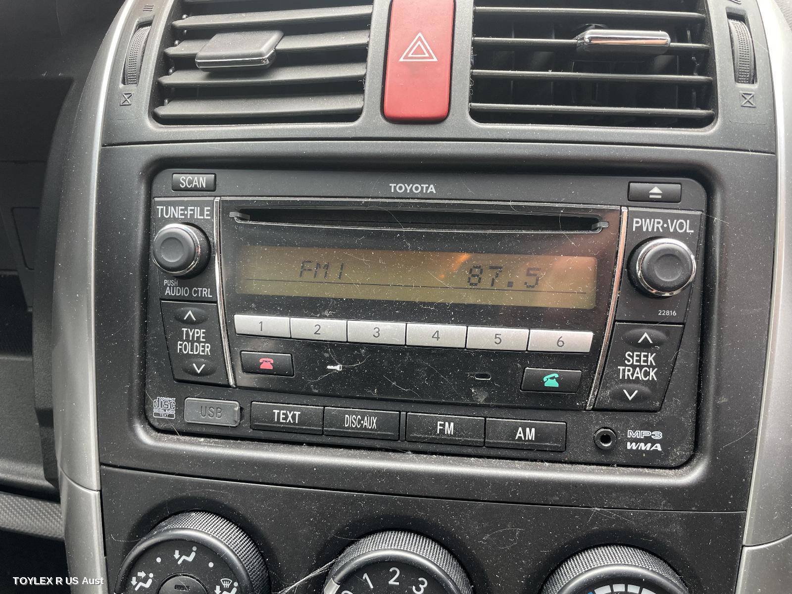 TOYOTA COROLLA 2011 Radio/Cd/Dvd/Sat/Tv RADIO/CD PLAYER, ZRE152/153R, CHROME BUTTON